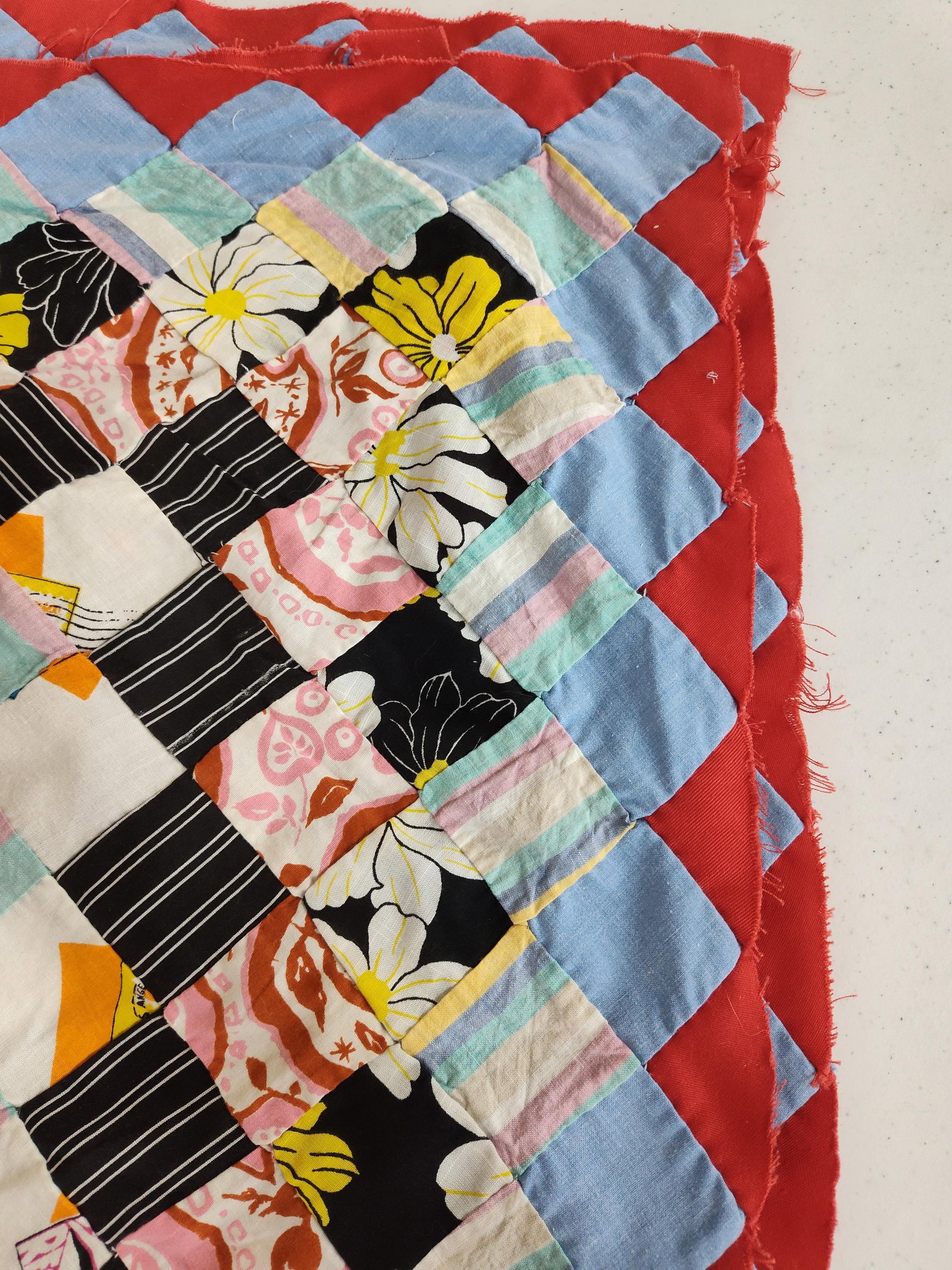 Postage Stamp Patchwork Quilt Top w/ Inscriptions - 4