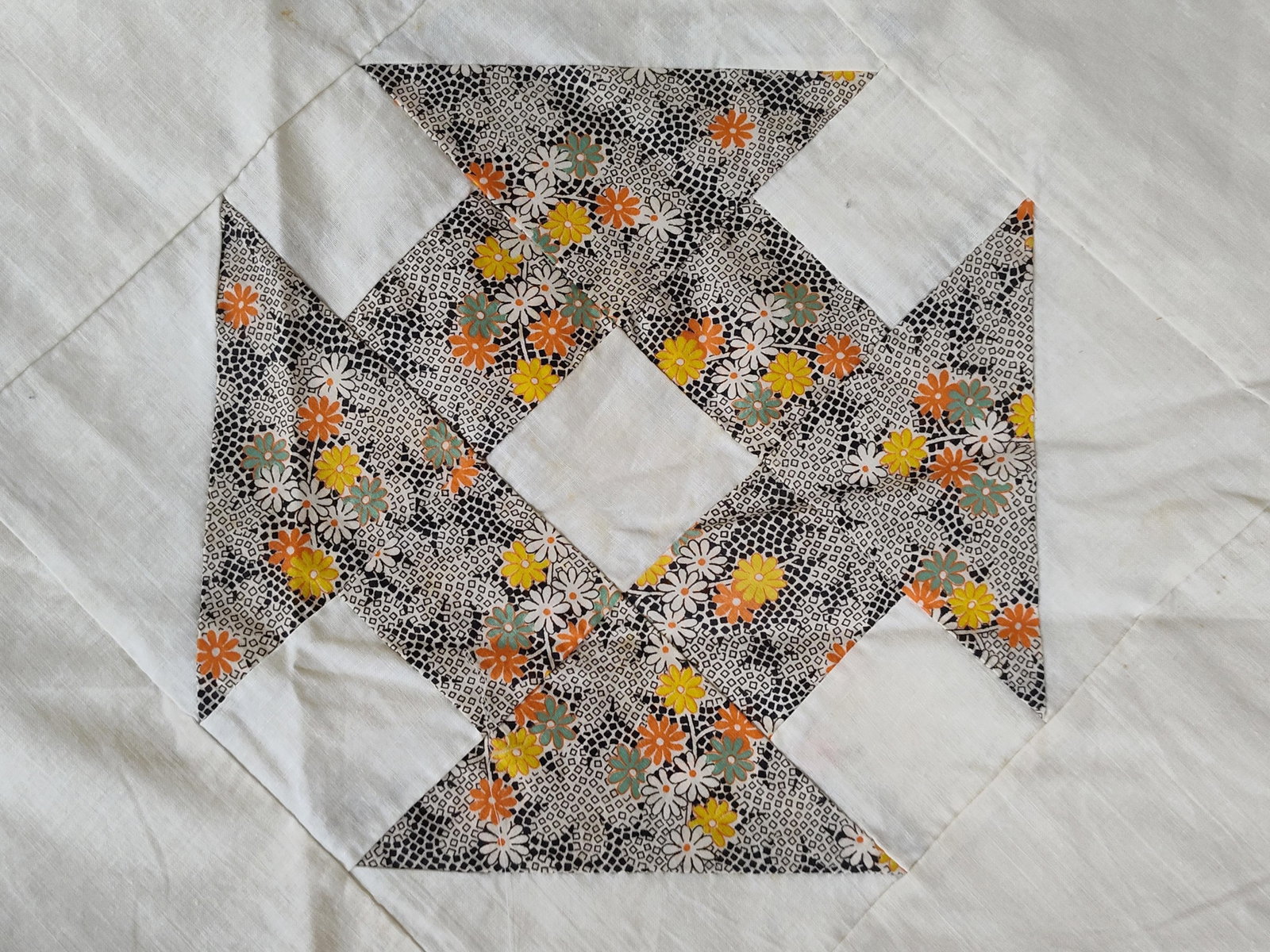 Machine Pieced Churn Dash Pattern Quilt Top (1 of 4)