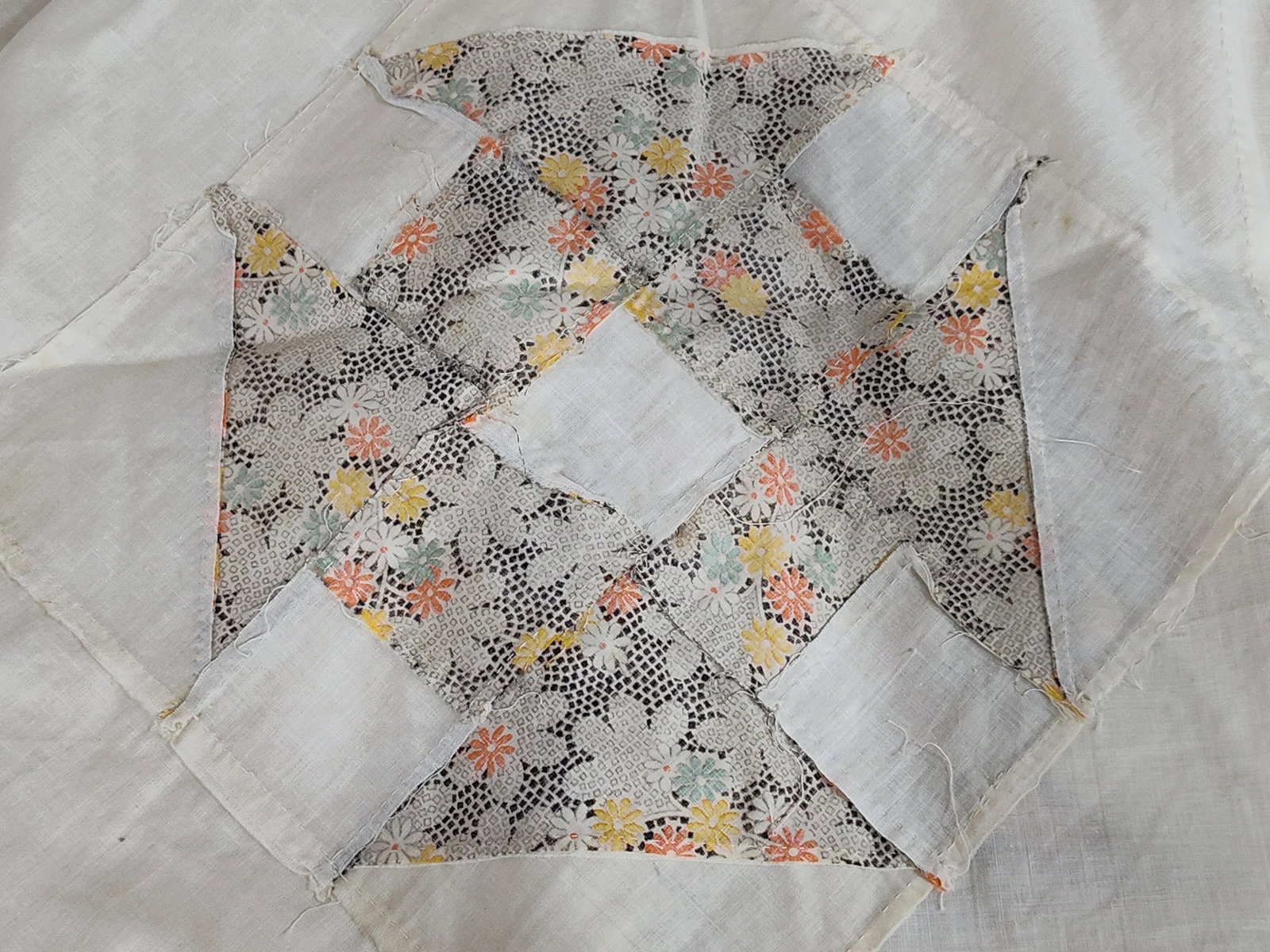 Machine Pieced Churn Dash Pattern Quilt Top - 4