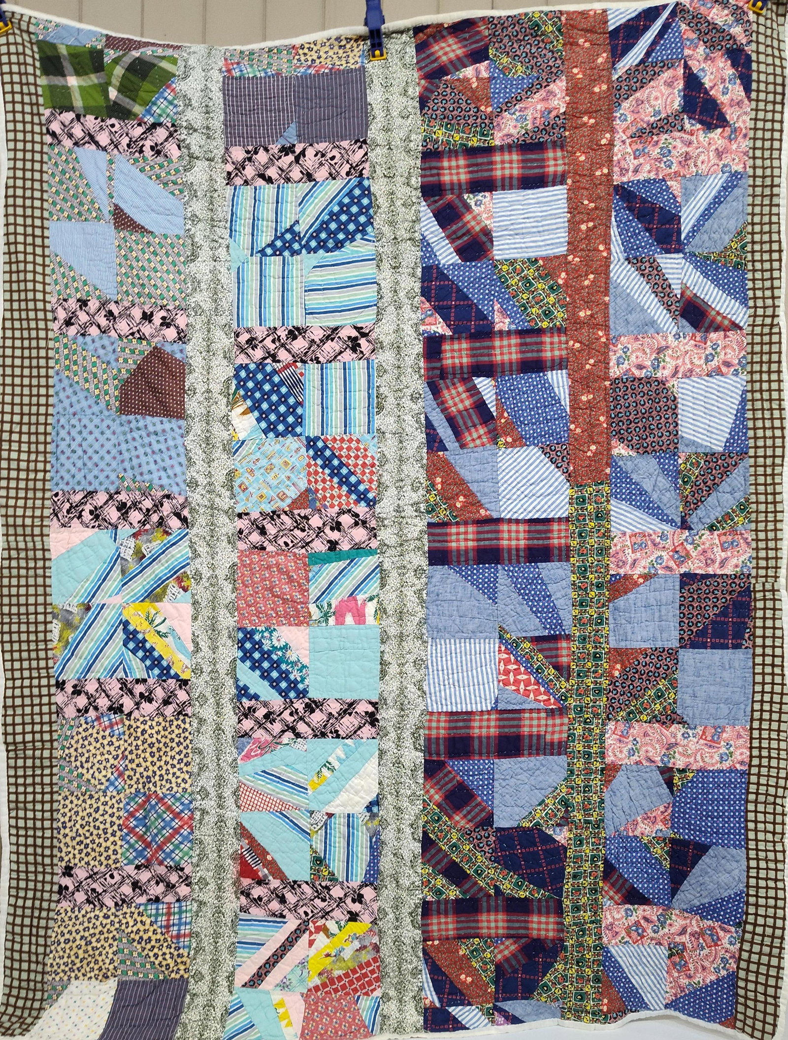 Mid-20th C. American Cotton String Patchwork Quilt - 2