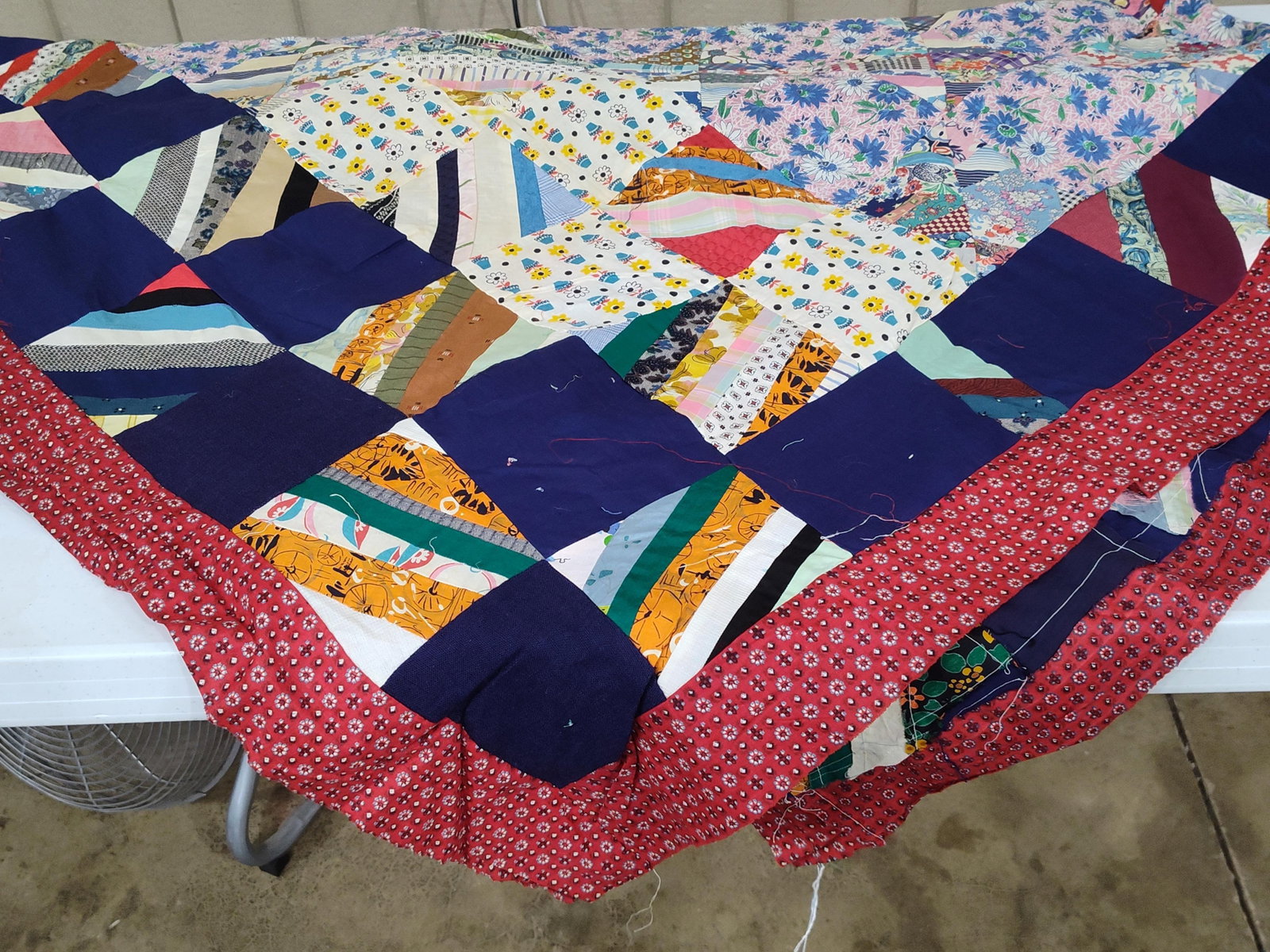 Mid-20th C. Mixed String-Pieced Utility Quilt - 2