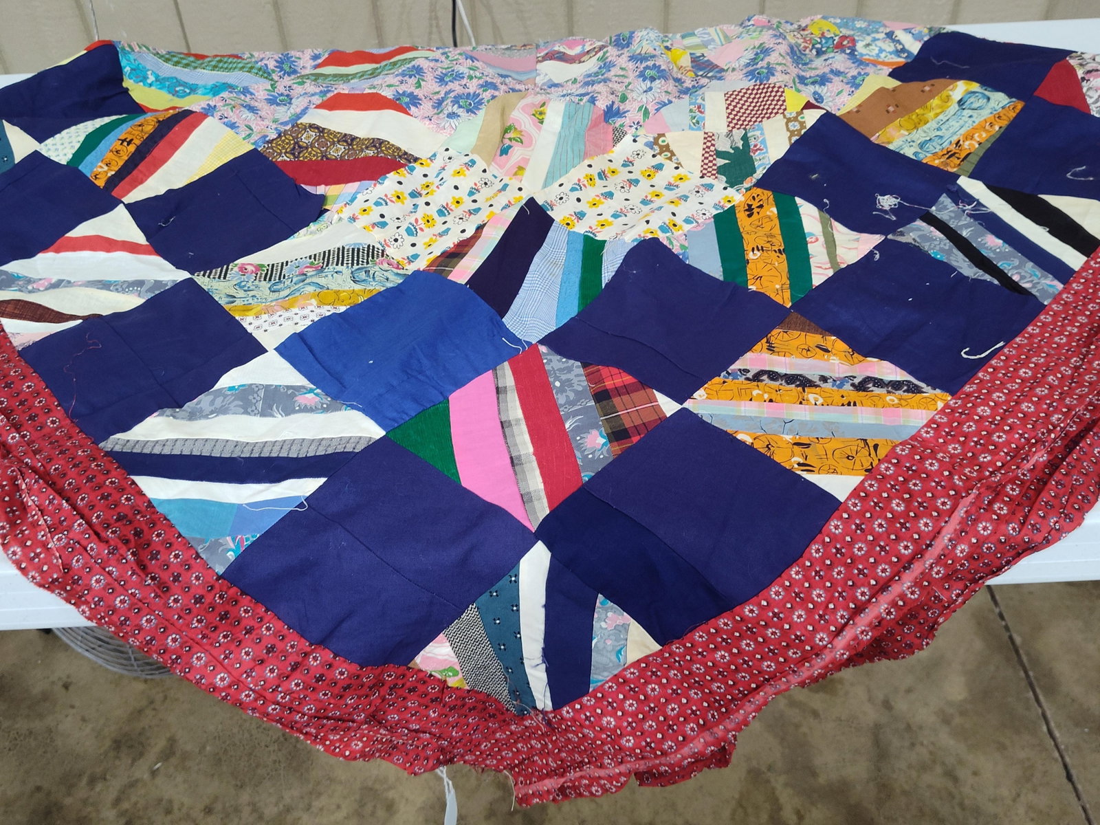 Mid-20th C. Mixed String-Pieced Utility Quilt - 3