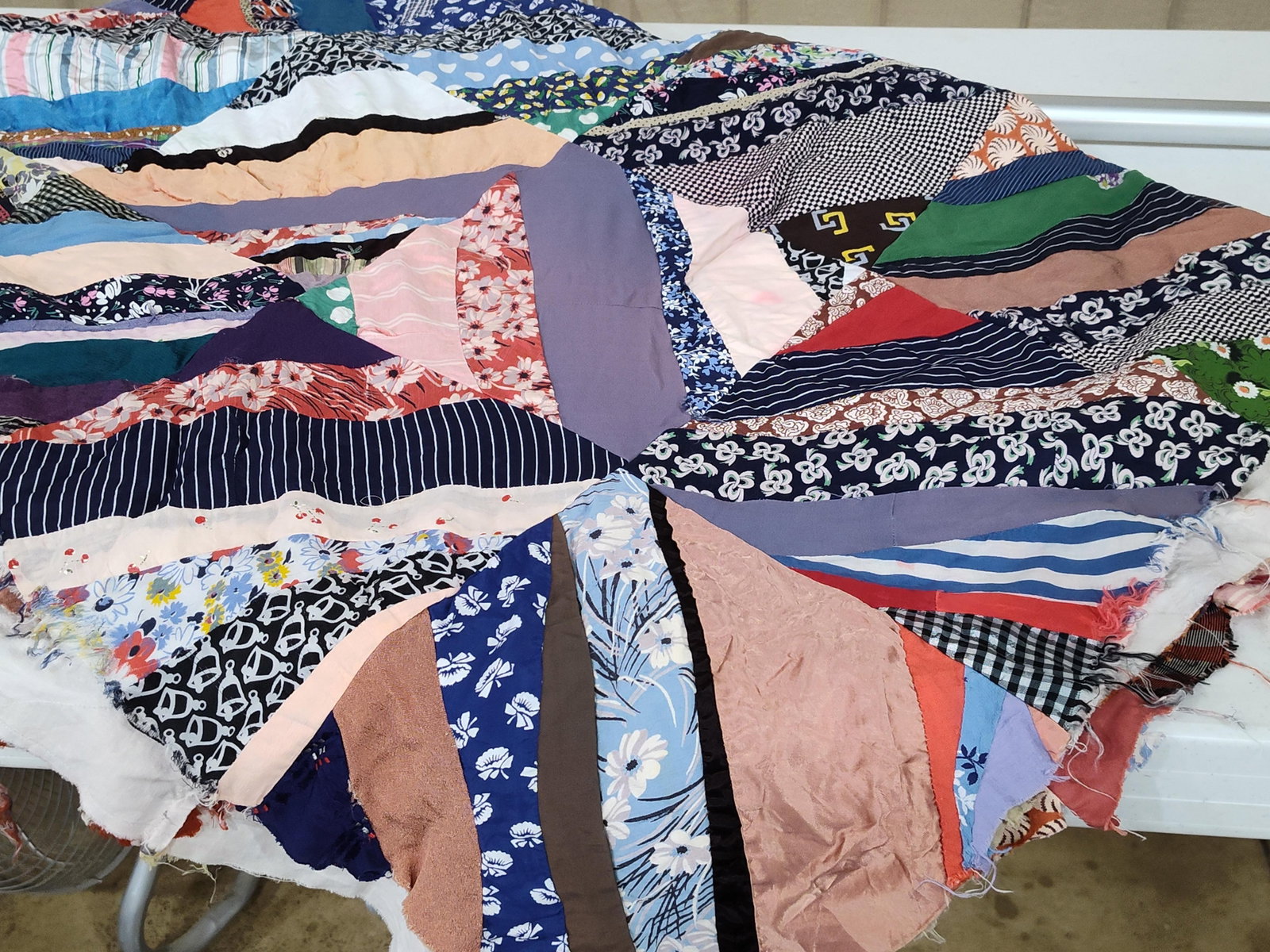 Mid-C. Hand-Pieced Scrappy Spiderweb String Quilt - 2