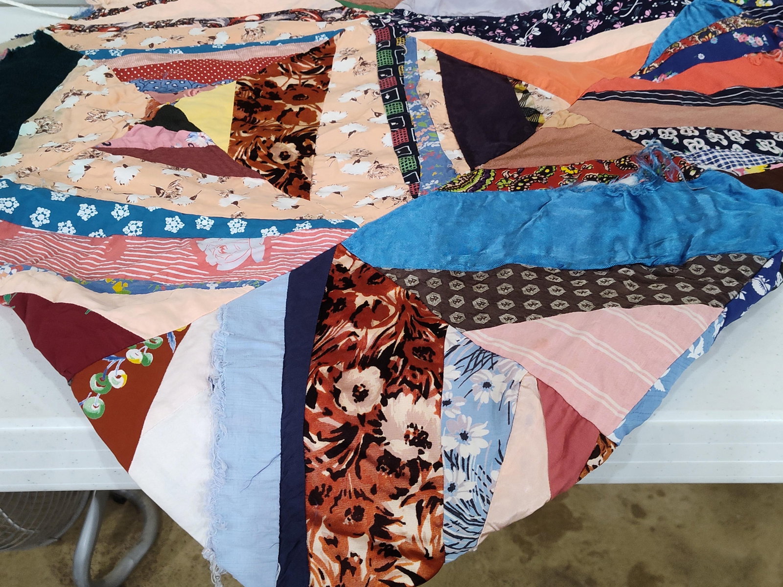 Mid-C. Hand-Pieced Scrappy Spiderweb String Quilt - 3
