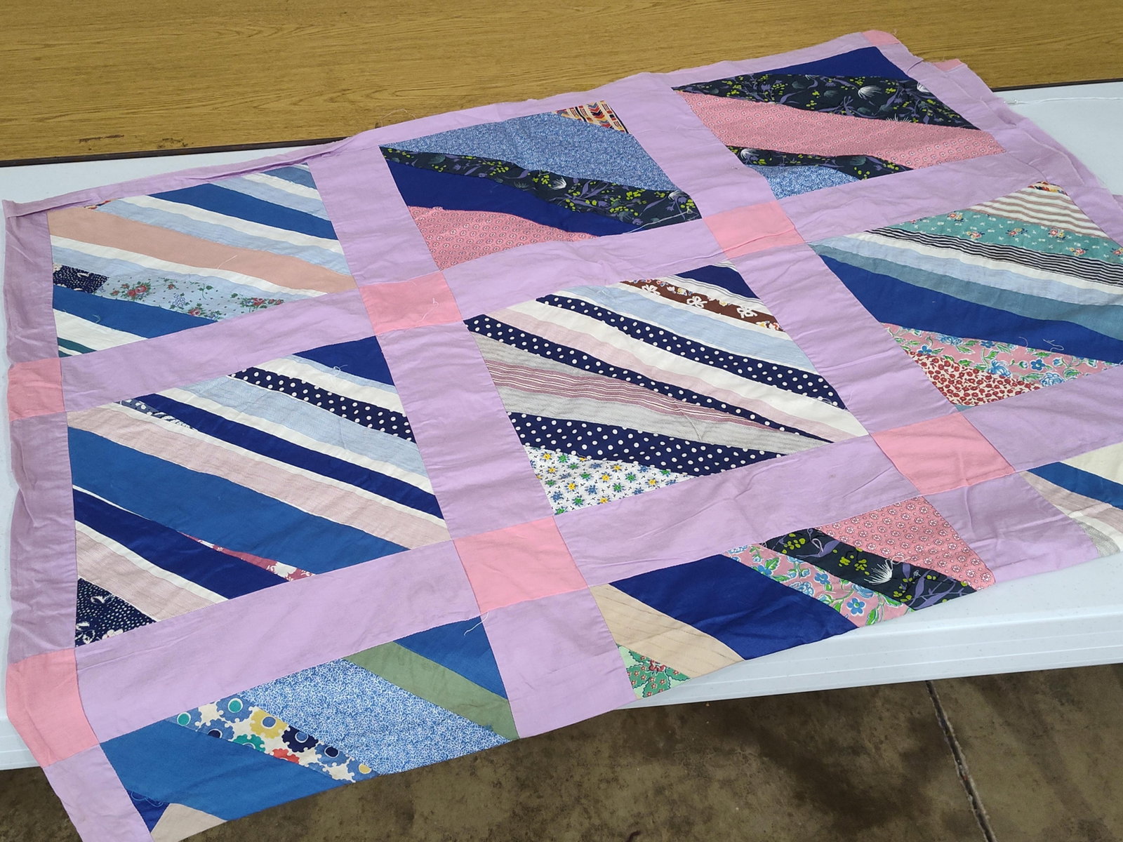Mid-20th C. String-Pieced Patchwork Quilt Top - 2
