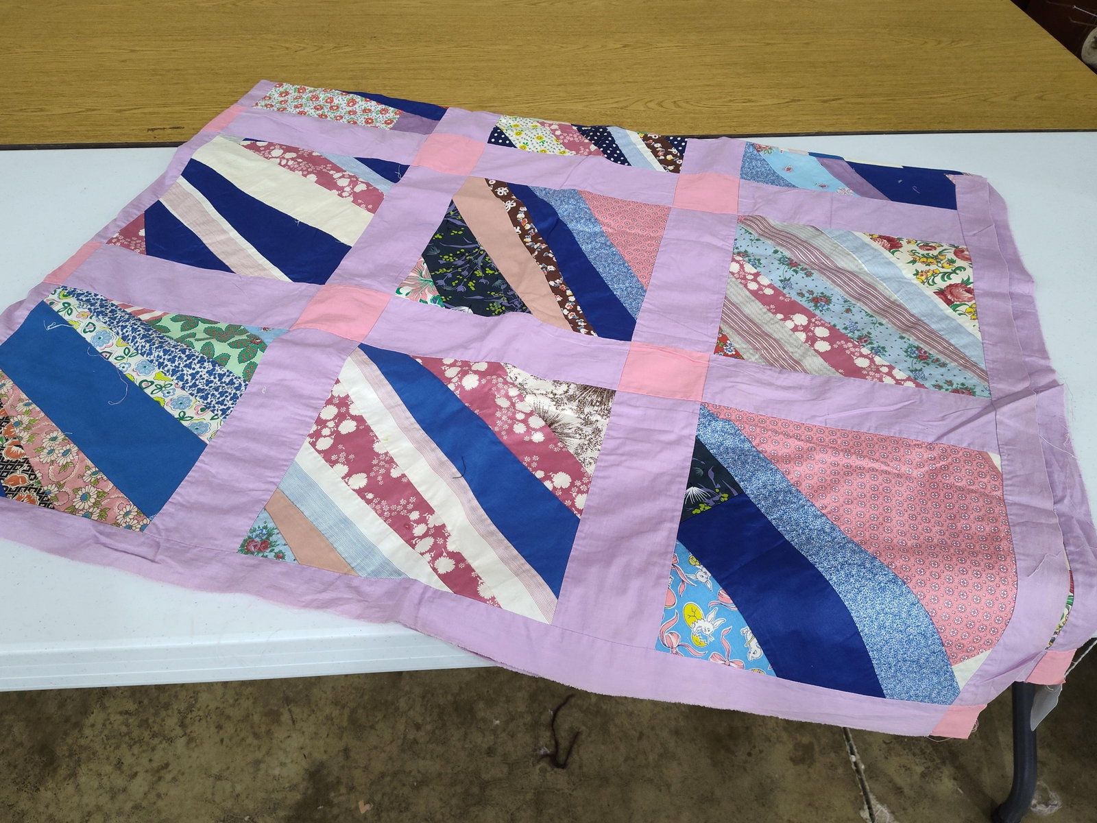 Mid-20th C. String-Pieced Patchwork Quilt Top - 3