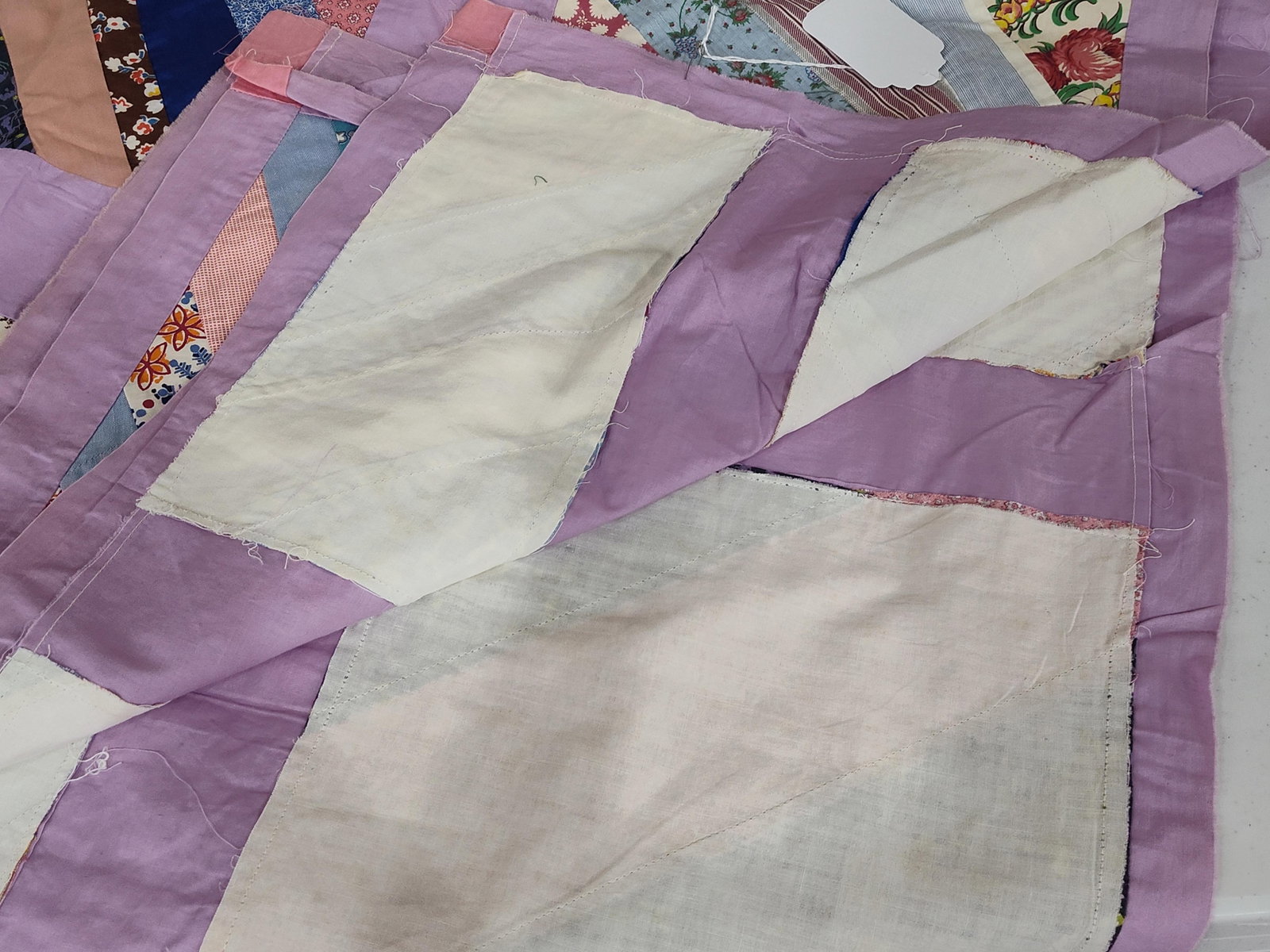Mid-20th C. String-Pieced Patchwork Quilt Top - 4