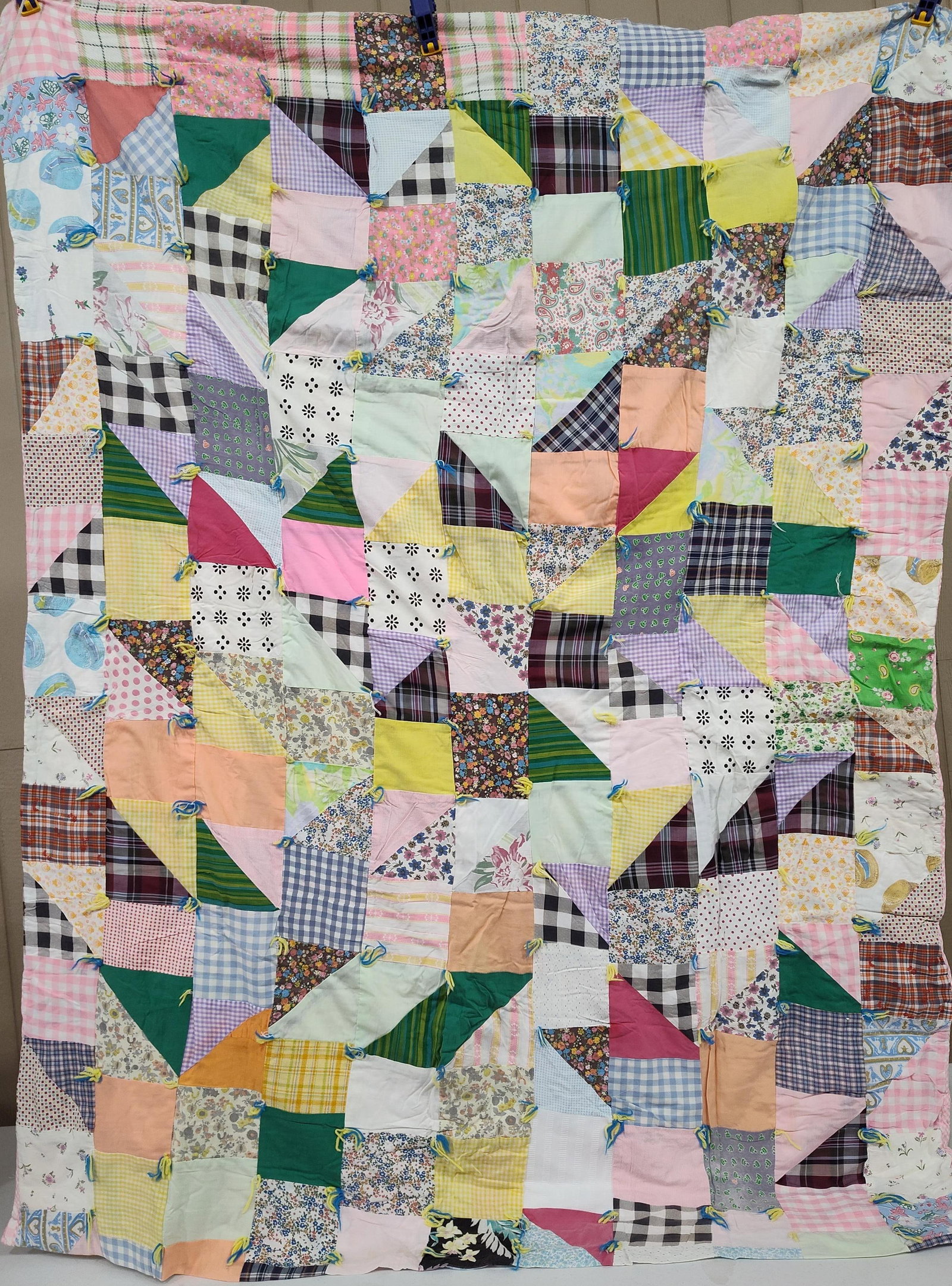 Reversible Hand-Tied Patchwork Scrap Quilt - 2