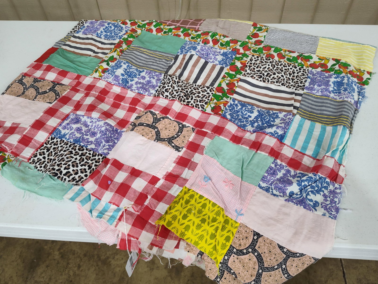 Mid-C. Patchwork Quilt Top w/ Novelty & Leopard - 2