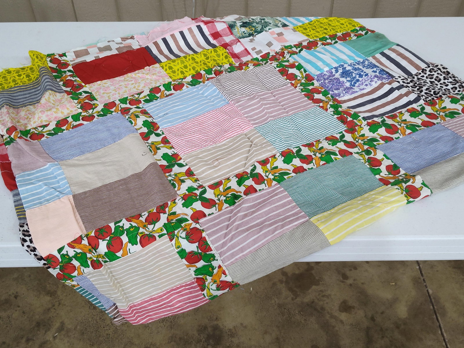 Mid-C. Patchwork Quilt Top w/ Novelty & Leopard - 3