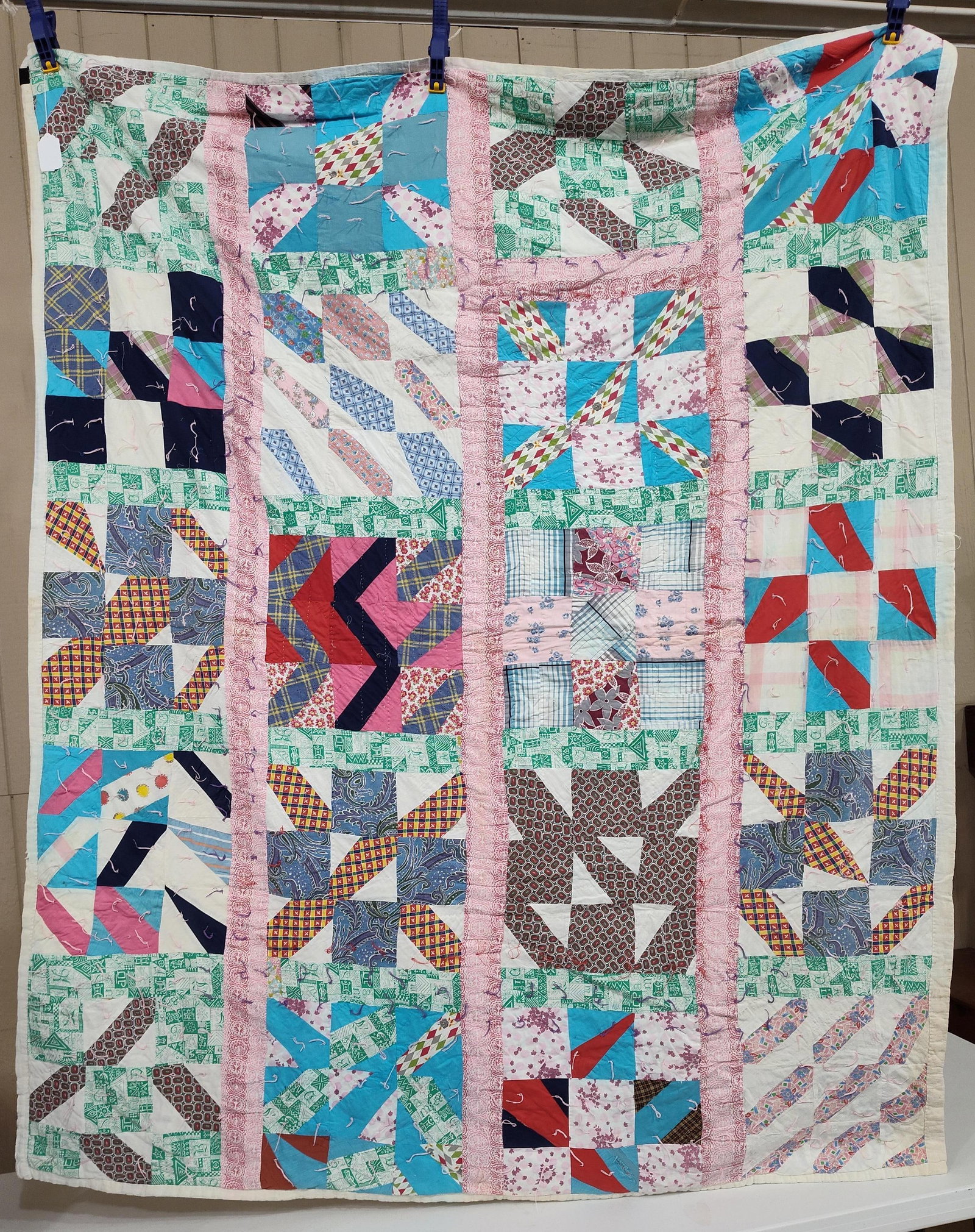 American Hand-Pieced & Tied Scrap Patchwork - 2