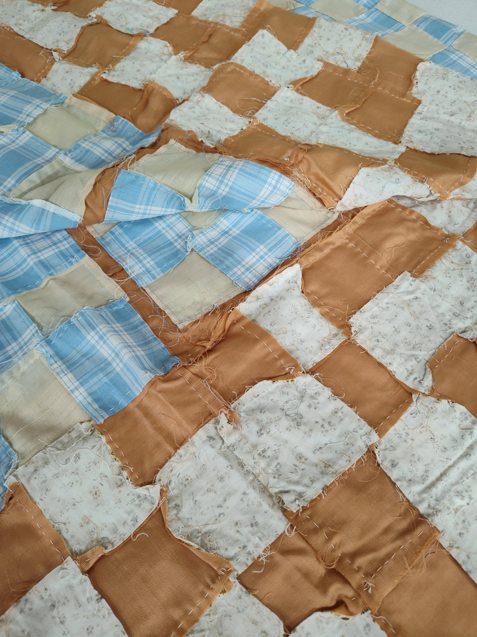 Mid-Century Hand-Pieced Patchwork Quilt Top - 7