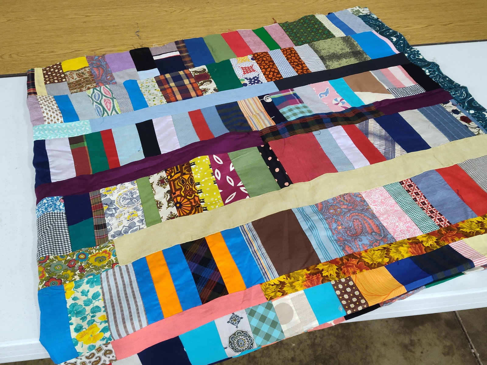 Mid-20th C. Strip-Pieced Patchwork Quilt Top - 3