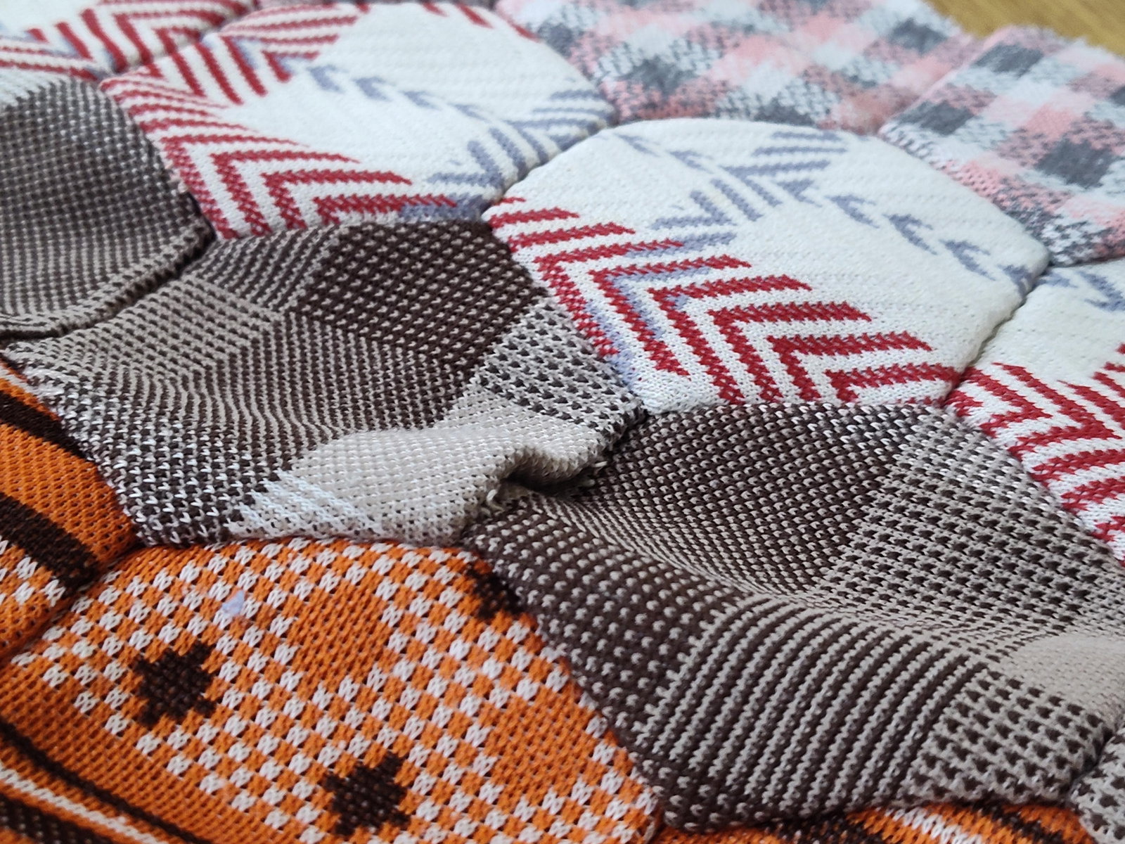 Hand-Pieced Hexagon Patchwork Quilt Top - 7