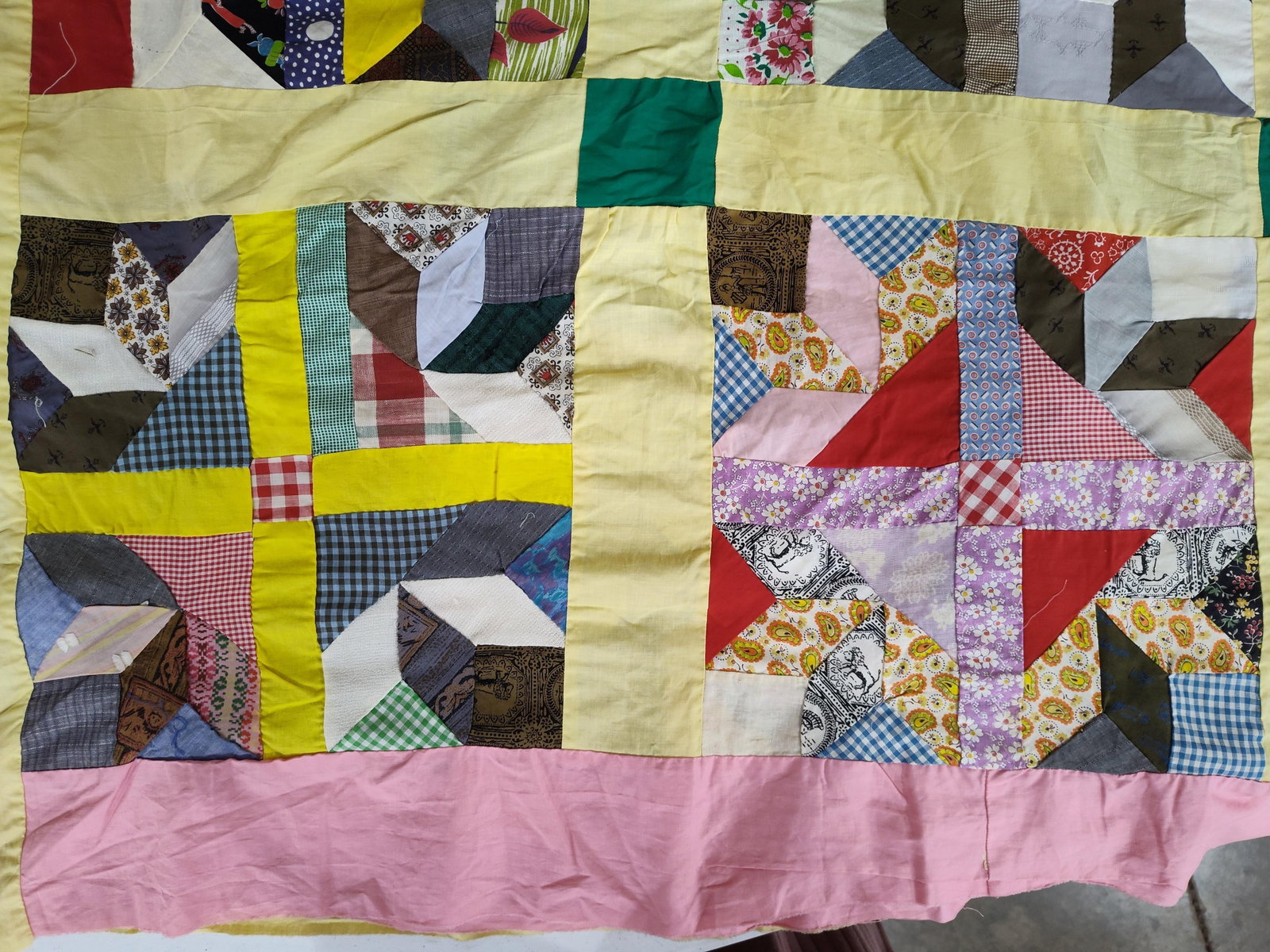 Mid-20th C. Hand-Pieced Churn Dash Quilt Top (1 of 4)