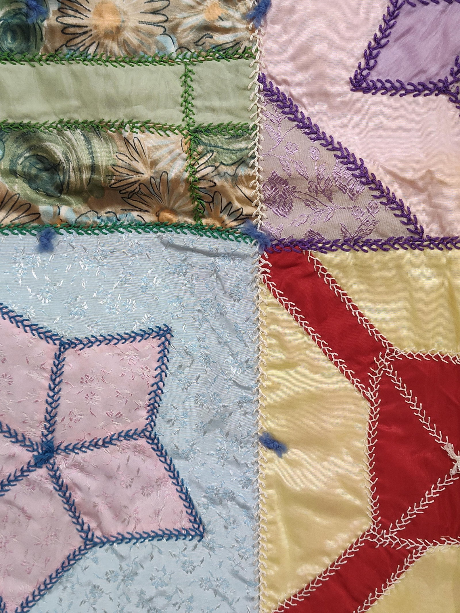 Patchwork & Embroidered Crazy Quilt Wall Hanging - 2