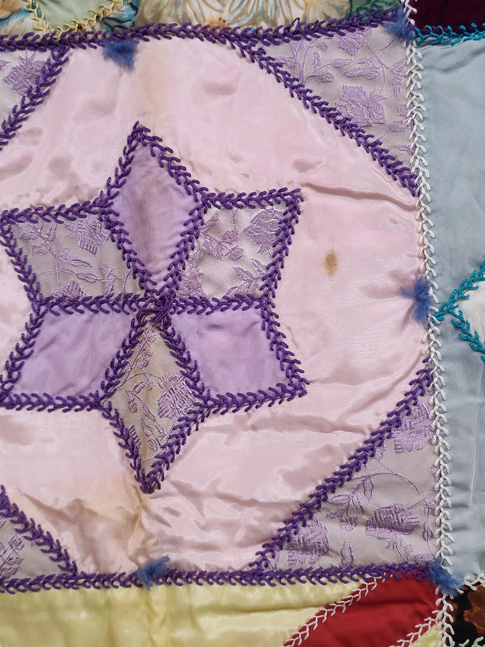 Patchwork & Embroidered Crazy Quilt Wall Hanging - 3