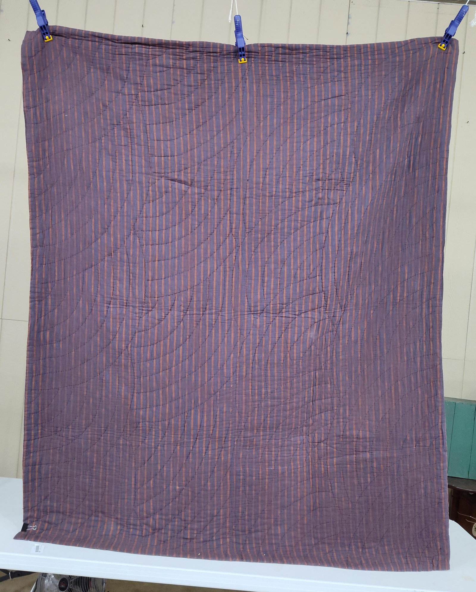 Hand-Quilted Nine Patch Variation Scrap Quilt - 6