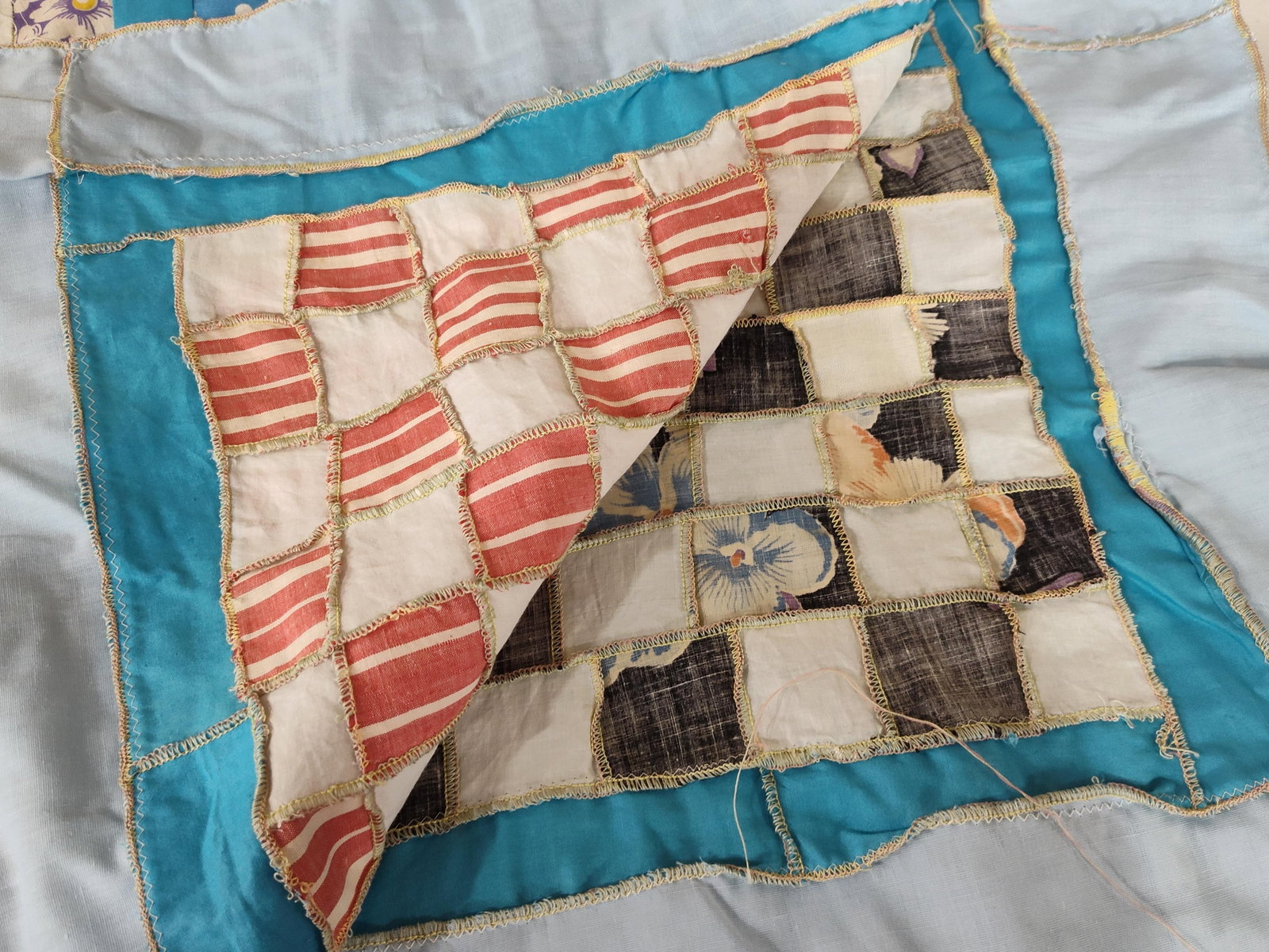 Double-Sided Nine-Patch Machine-Stitched Quilt Top - 3