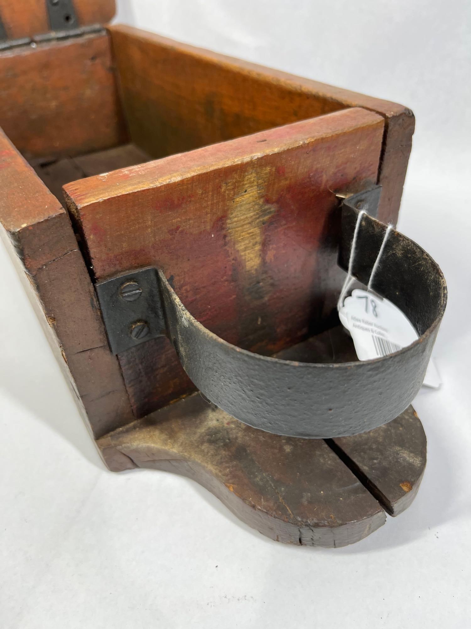 Primitive Red Wood implement tool Box - 3