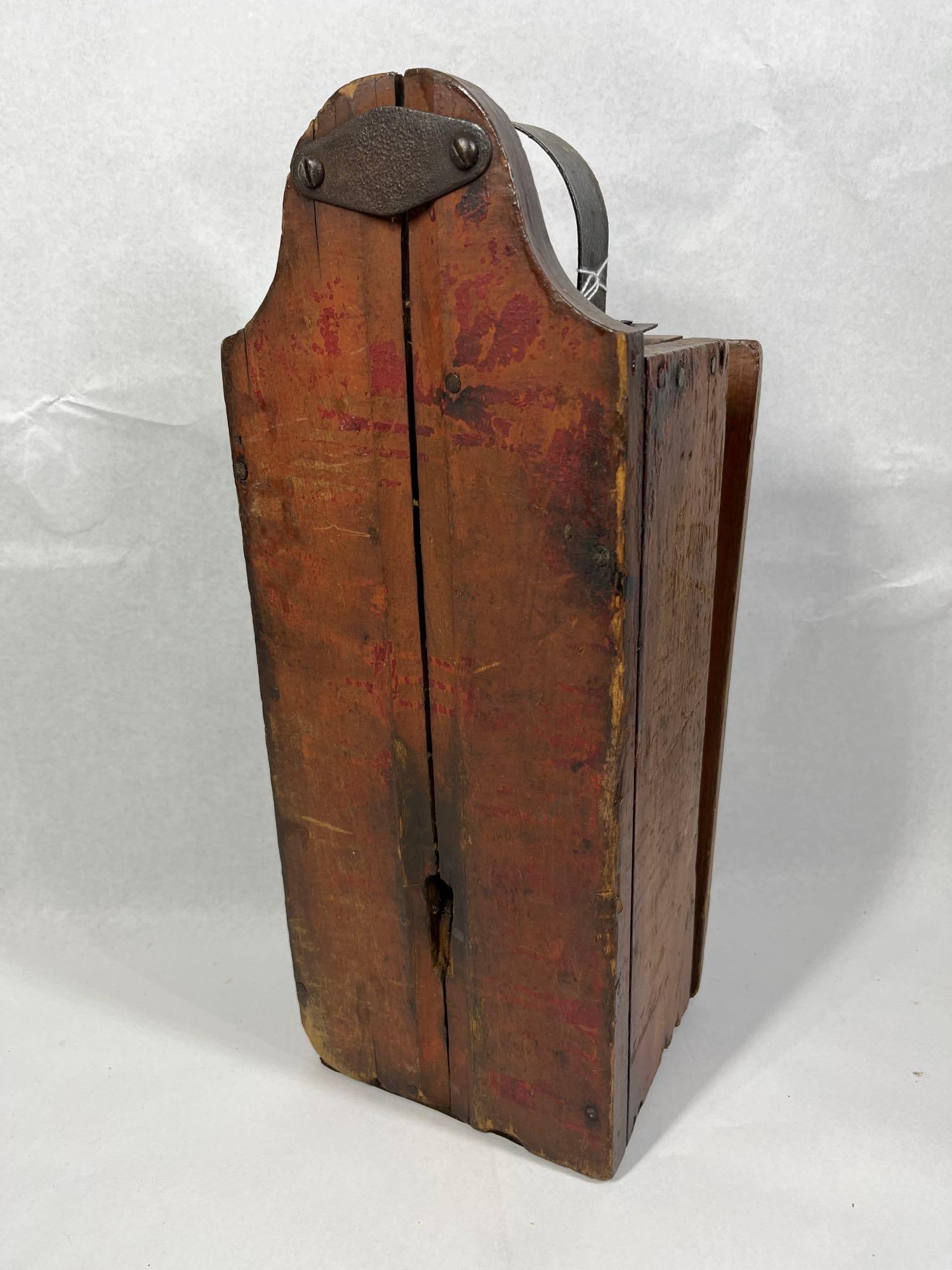 Primitive Red Wood implement tool Box - 5