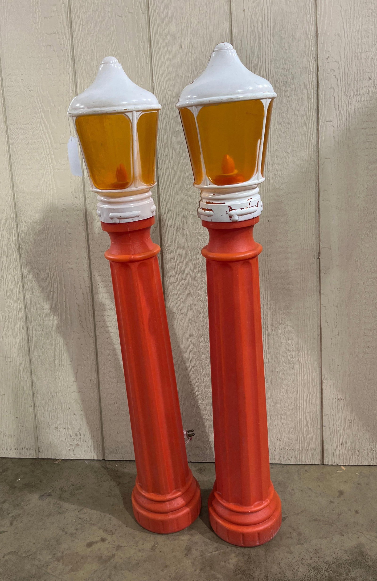 Pair Electrified Blow Mold Street Lamps (1 of 4)