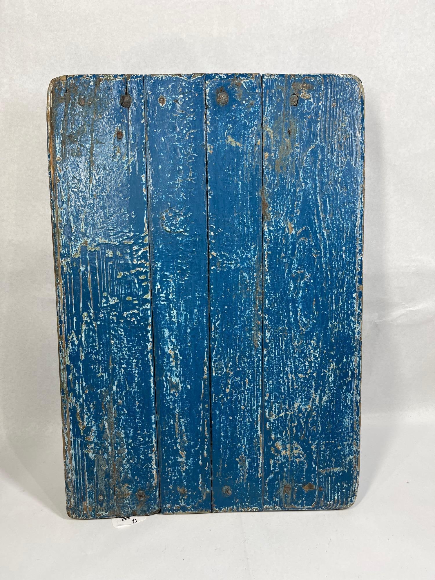 Primitive Blue Painted Plank Footstool (1 of 4)