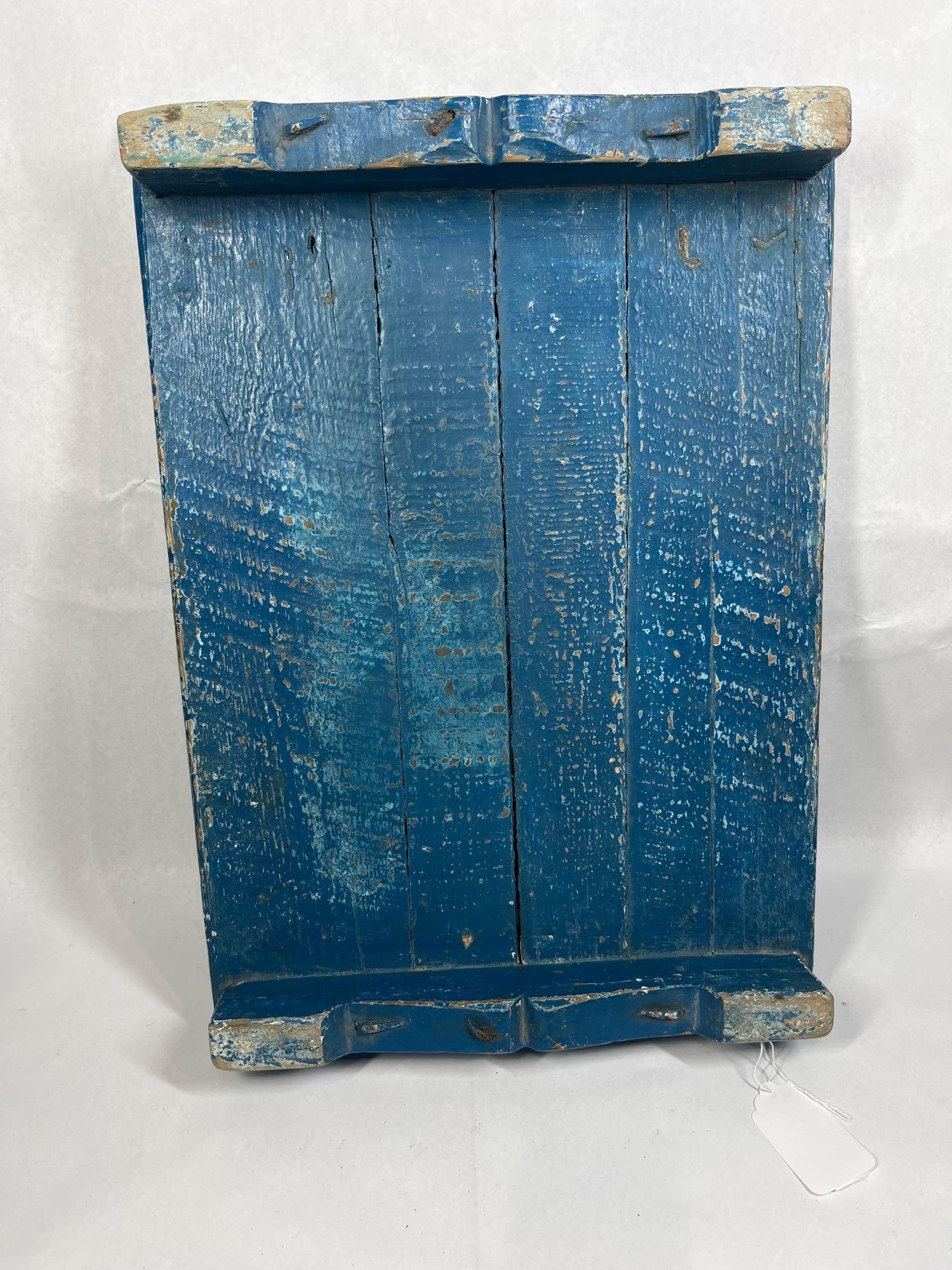 Primitive Blue Painted Plank Footstool - 4
