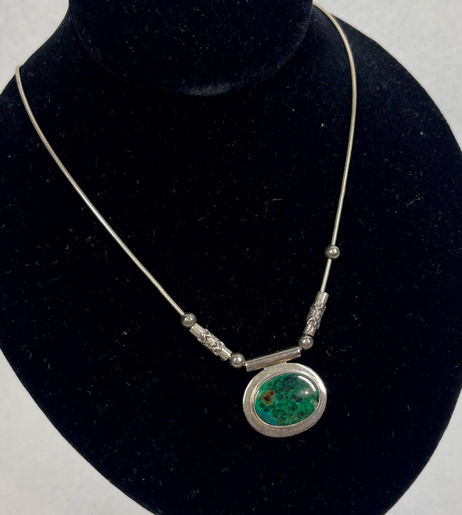 Sterling & Chrysocolla Cabochon Necklace (1 of 3)