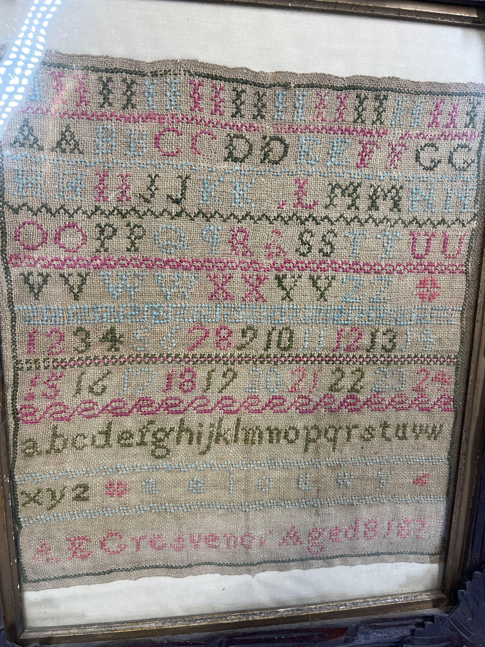 A. E. Grosvenor Needlework Sampler 1823 - 2
