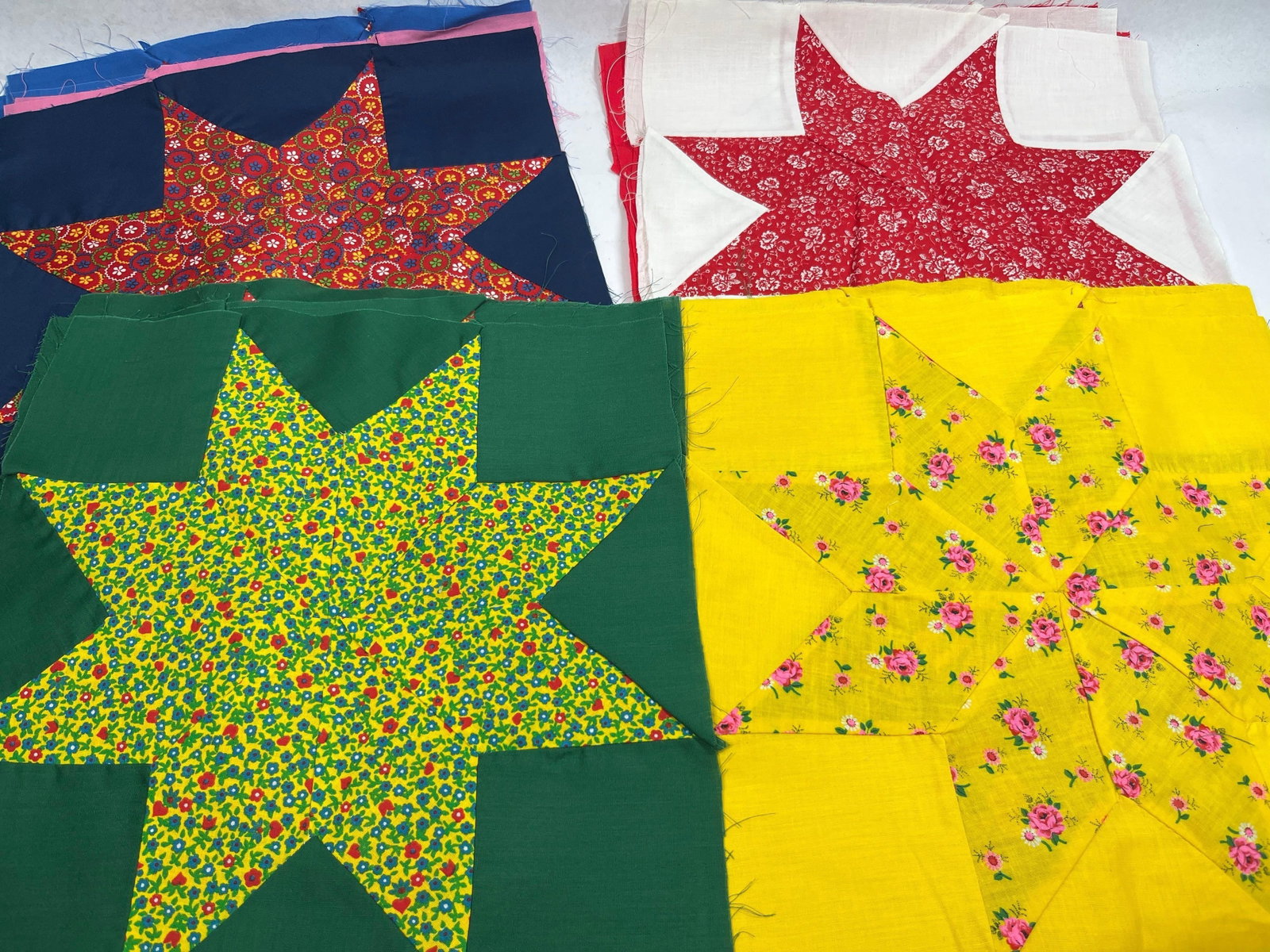 16 Star Pattern Cotton Quilt Blocks (1 of 4)