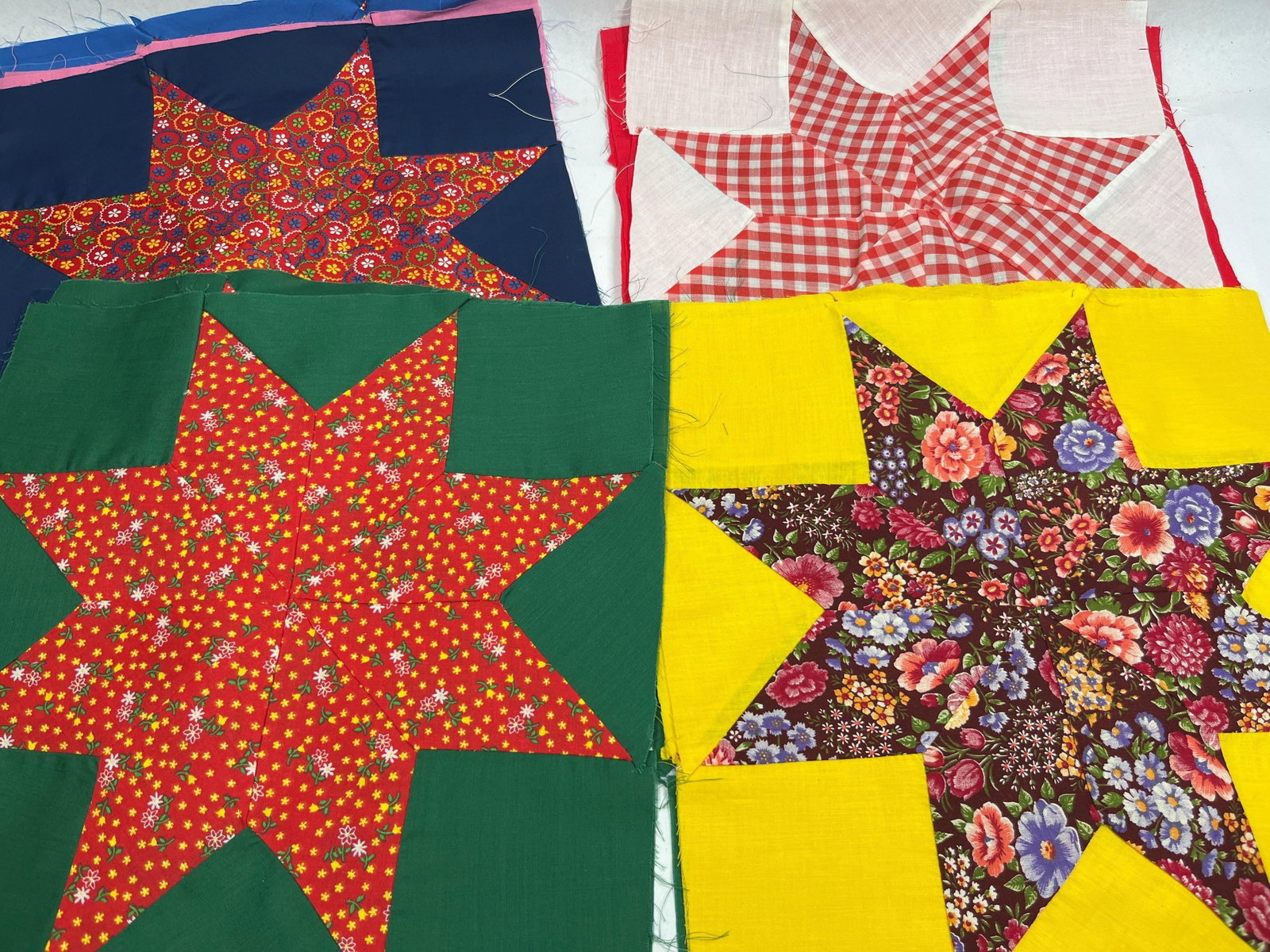16 Star Pattern Cotton Quilt Blocks - 2