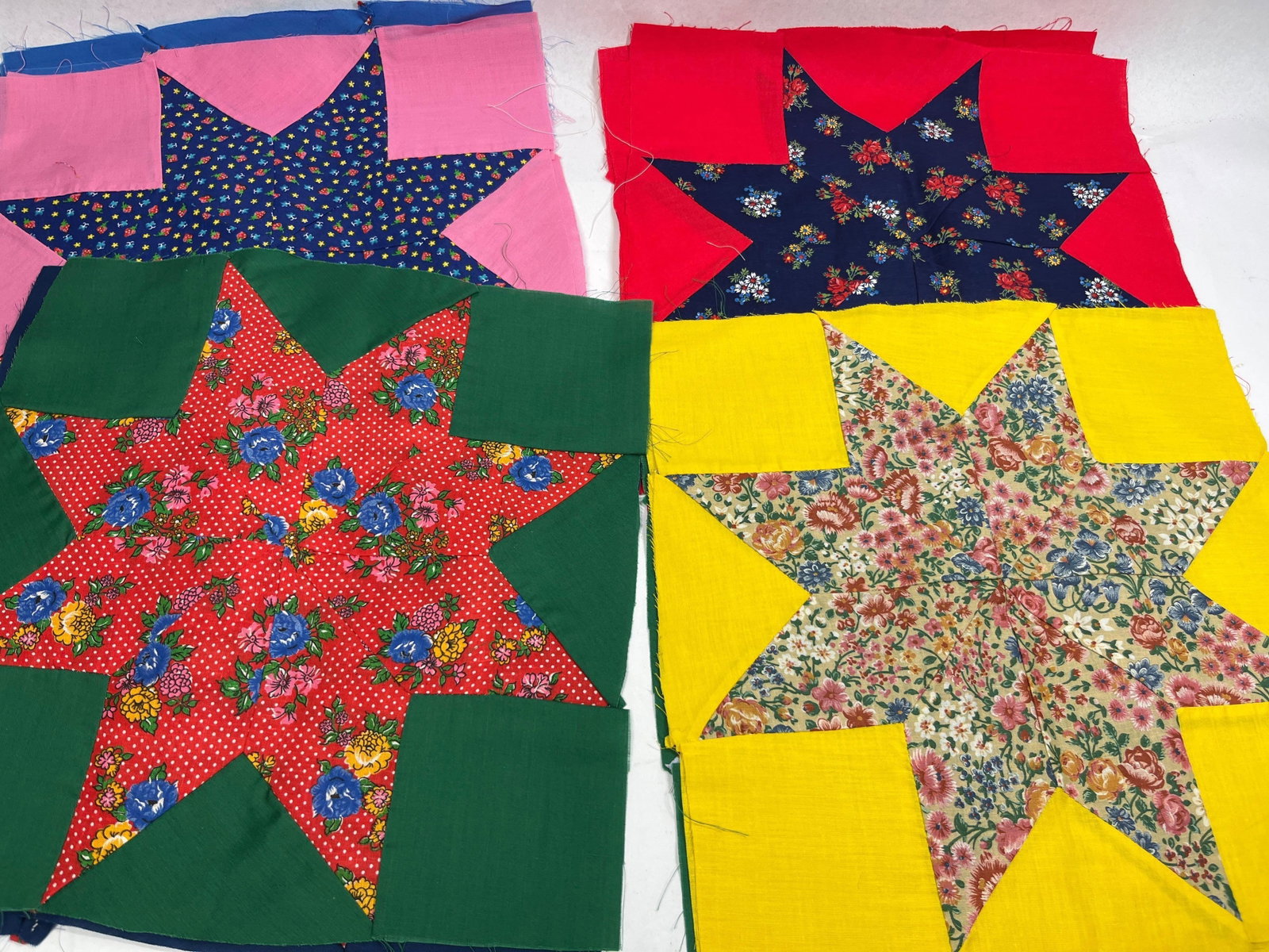 16 Star Pattern Cotton Quilt Blocks - 3