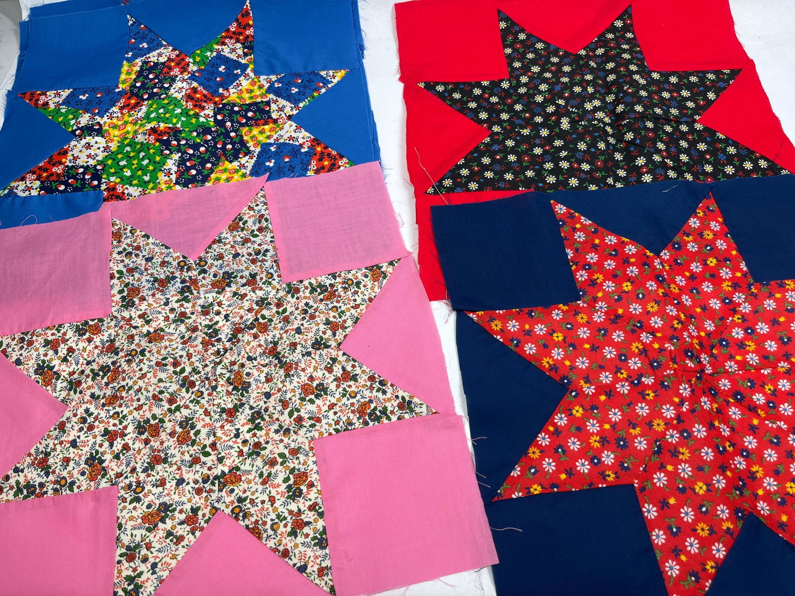 16 Star Pattern Cotton Quilt Blocks - 4
