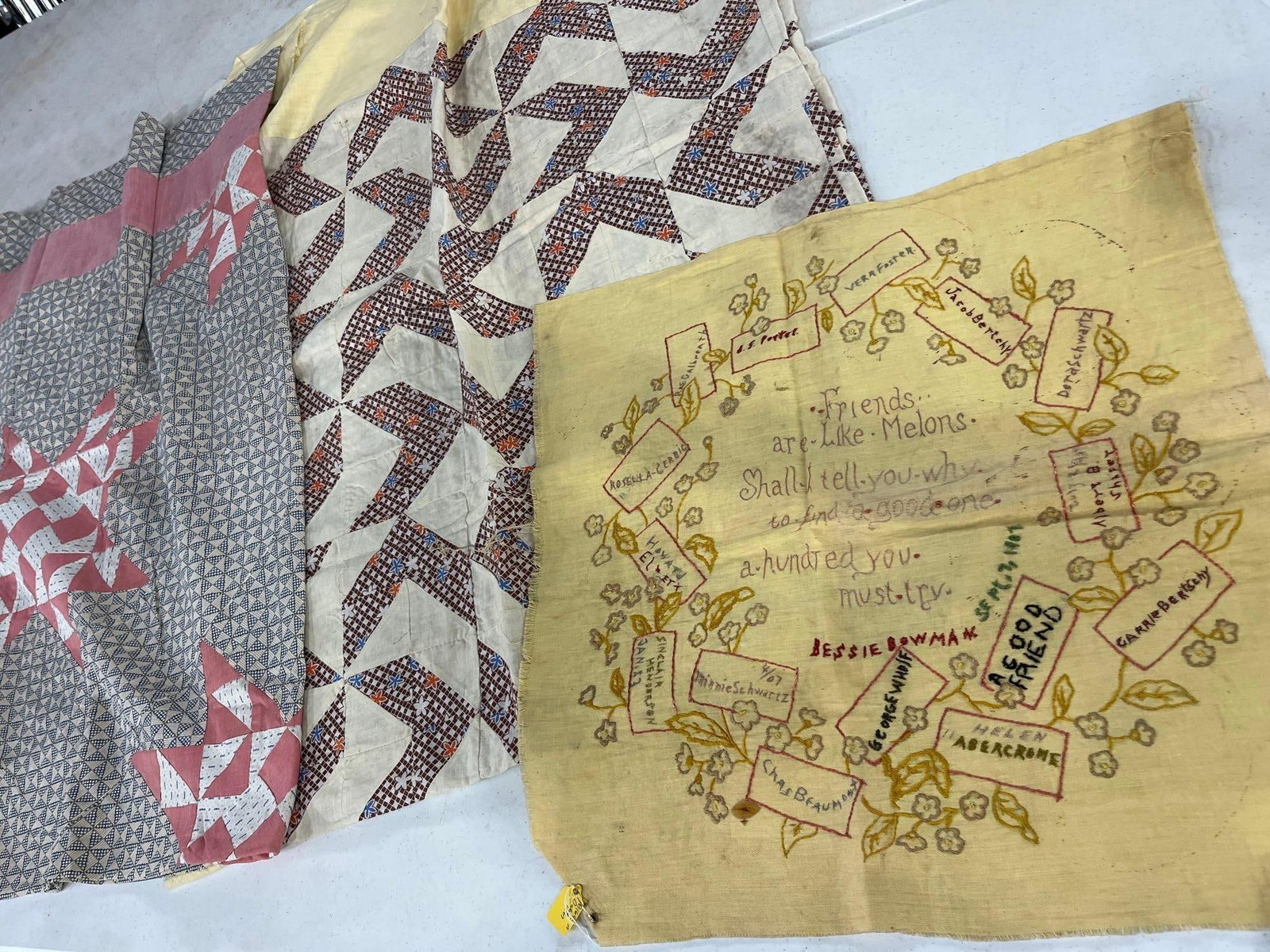 2 Antique American Quilt Tops & Square (1 of 4)