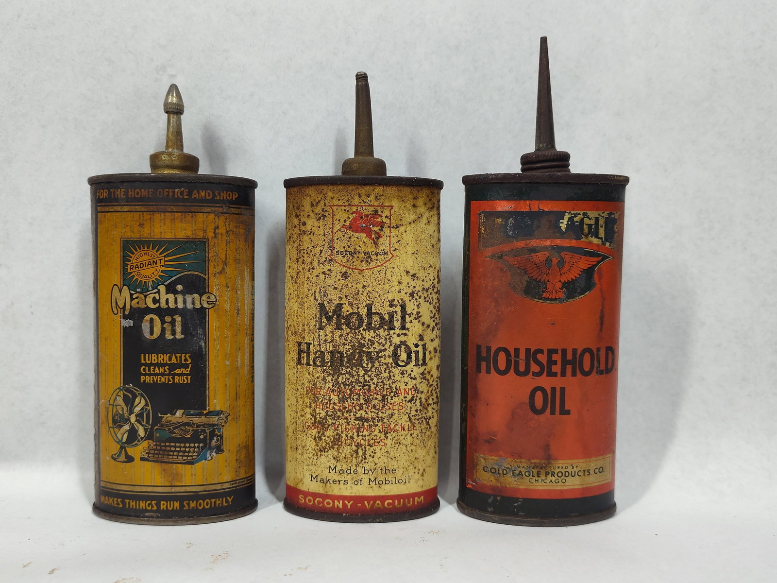 3 Mobil & Radiant Machine Oil Cans (1 of 3)