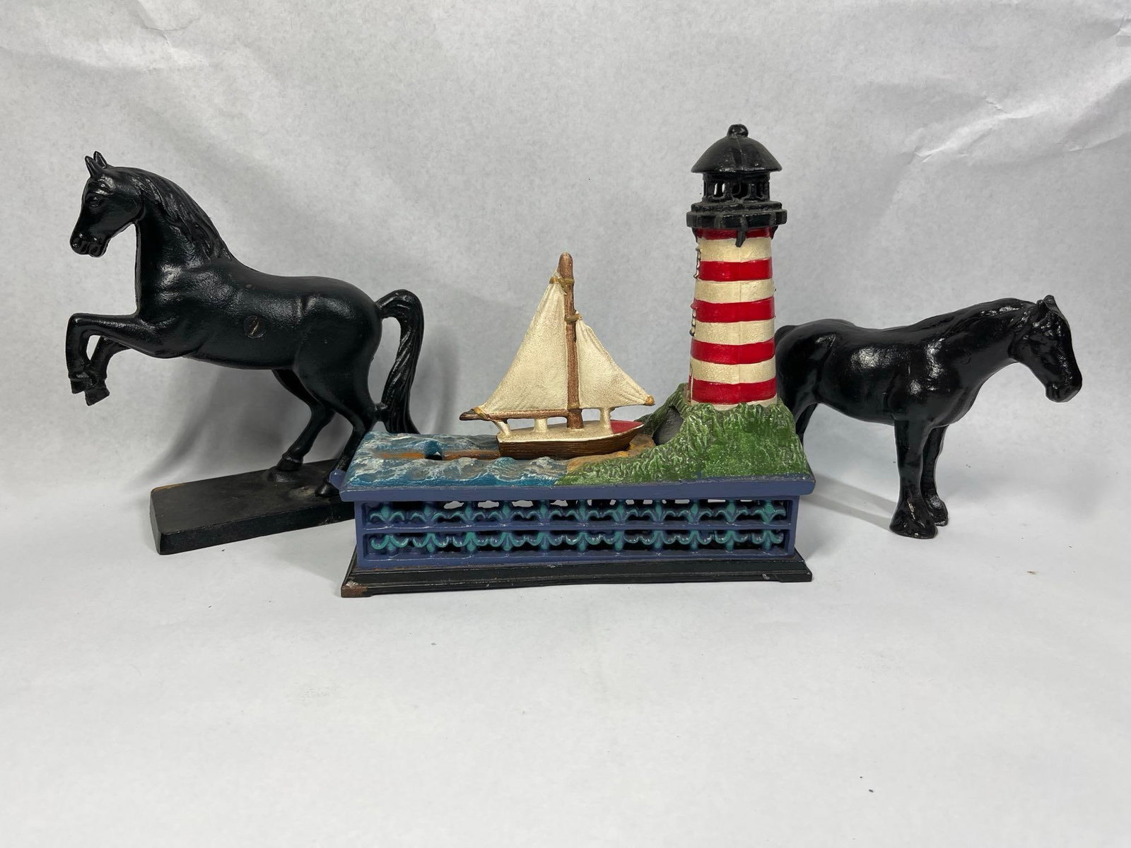 3 Cast Iron Lighthouse & 2 Horse Banks (1 of 8)