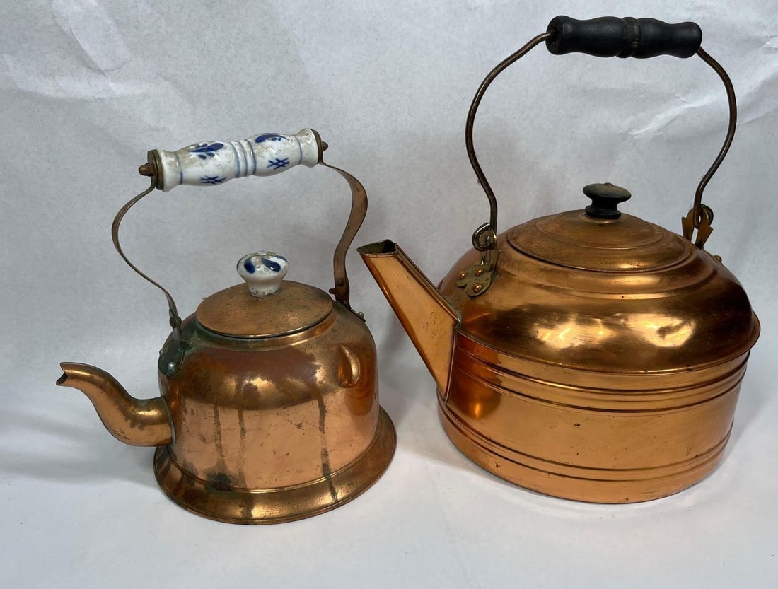 Copper Tea Kettles w/ Wood & (1 of 5)