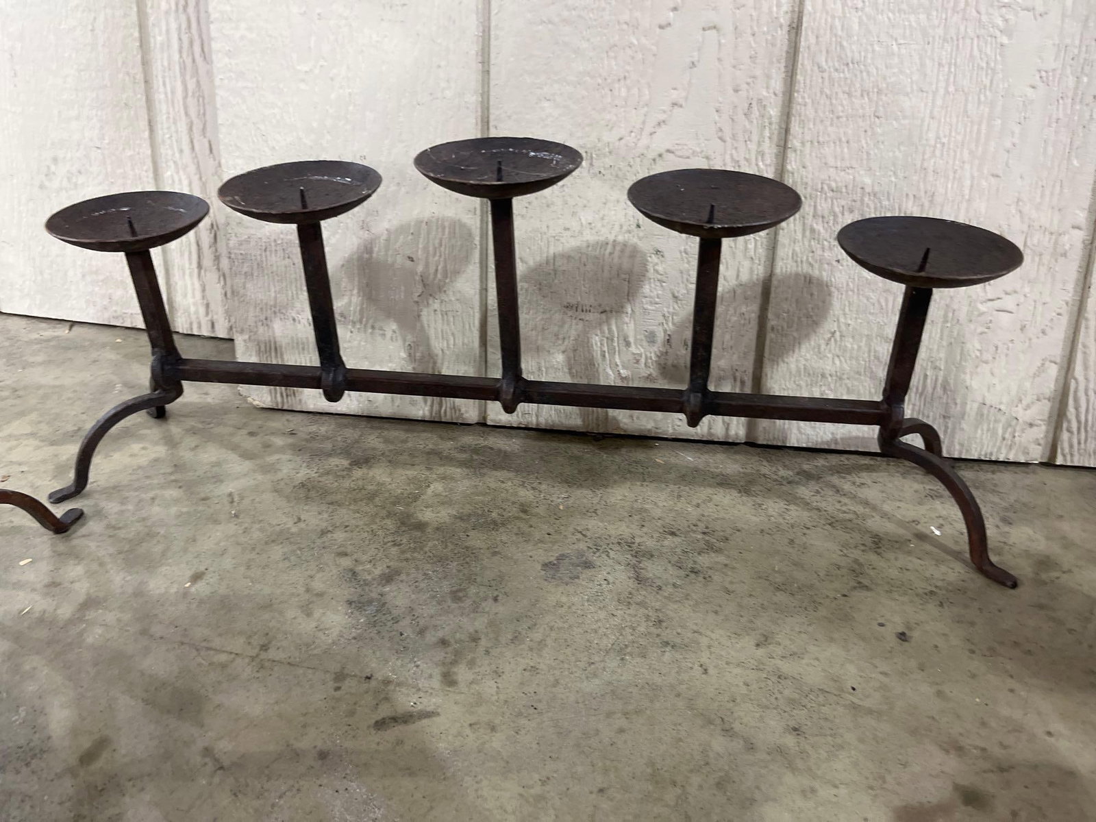 Three Wrought Iron Pricket Candelabras - 3