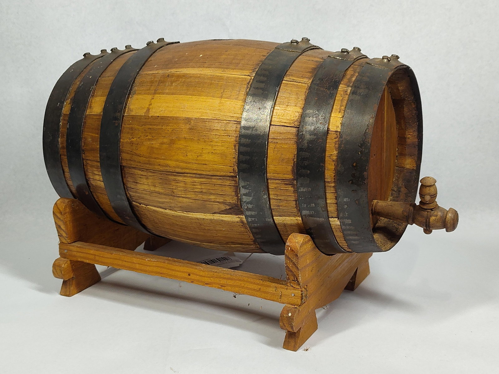 Oak Beverage Barrel w/ Cradle & Spigot (1 of 4)