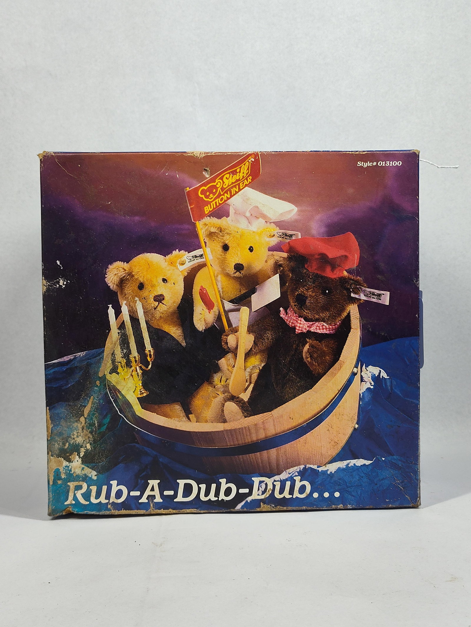 Steiff Ltd Ed 3 Mohair Bears in Tub: A vintage Steiff limited edition teddy bear set titled Rub-A-Dub-Dub... Three Bears in a Tub, style number 013100. This set was produced as a limited edition of 2,000 pieces, with this specific set