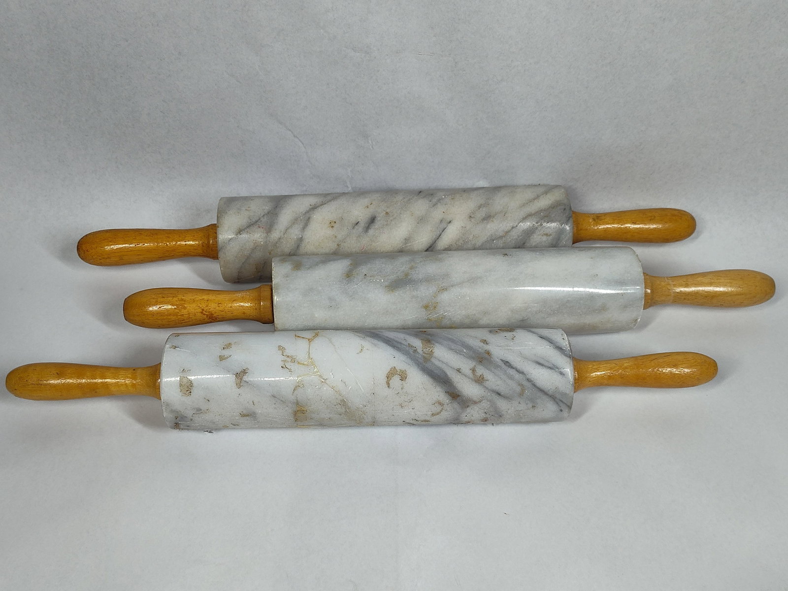 Trio Marble Rolling Pins, Wood Handles (1 of 2)