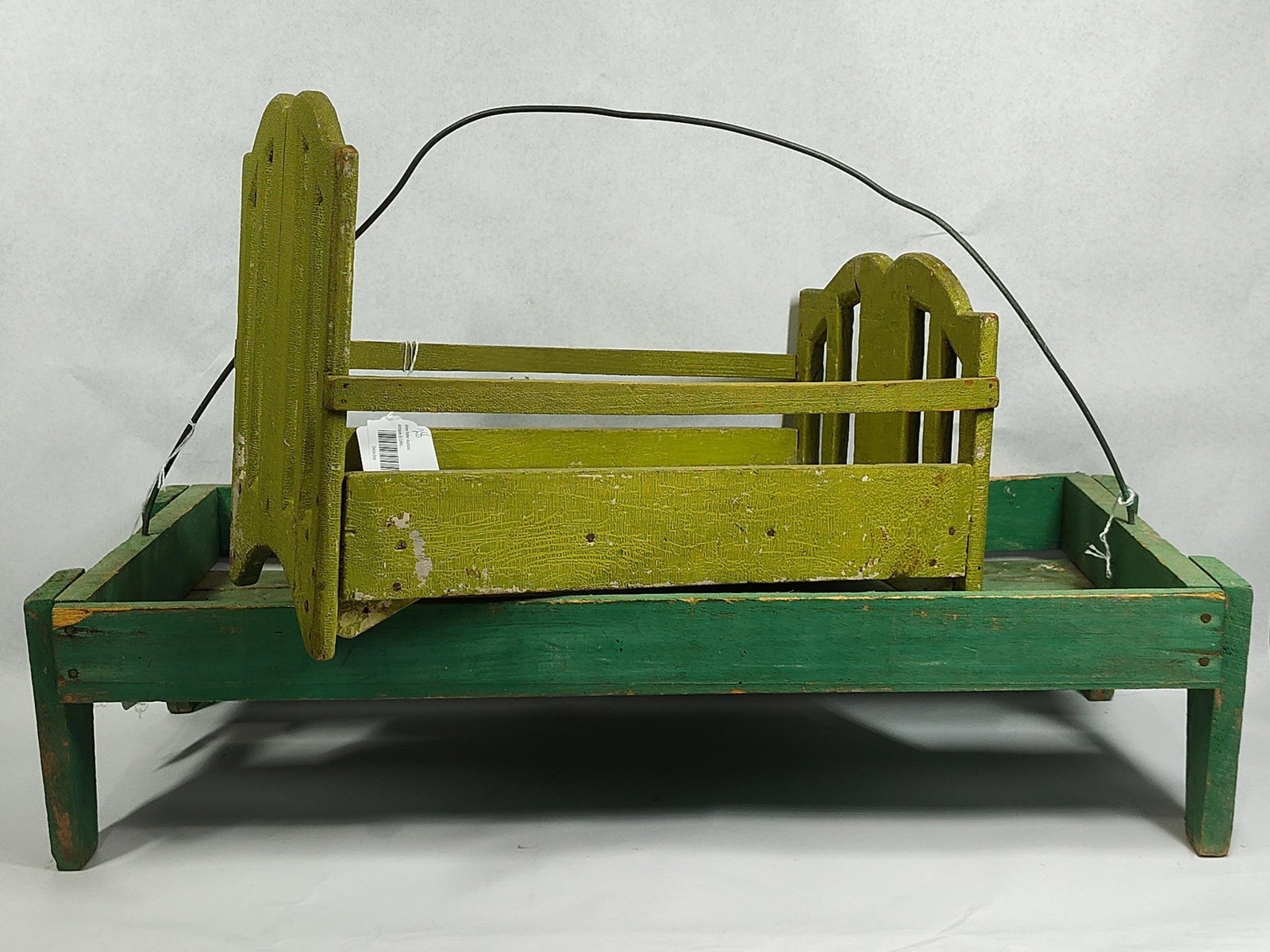 Pair Painted Doll Crib and Tray (1 of 7)