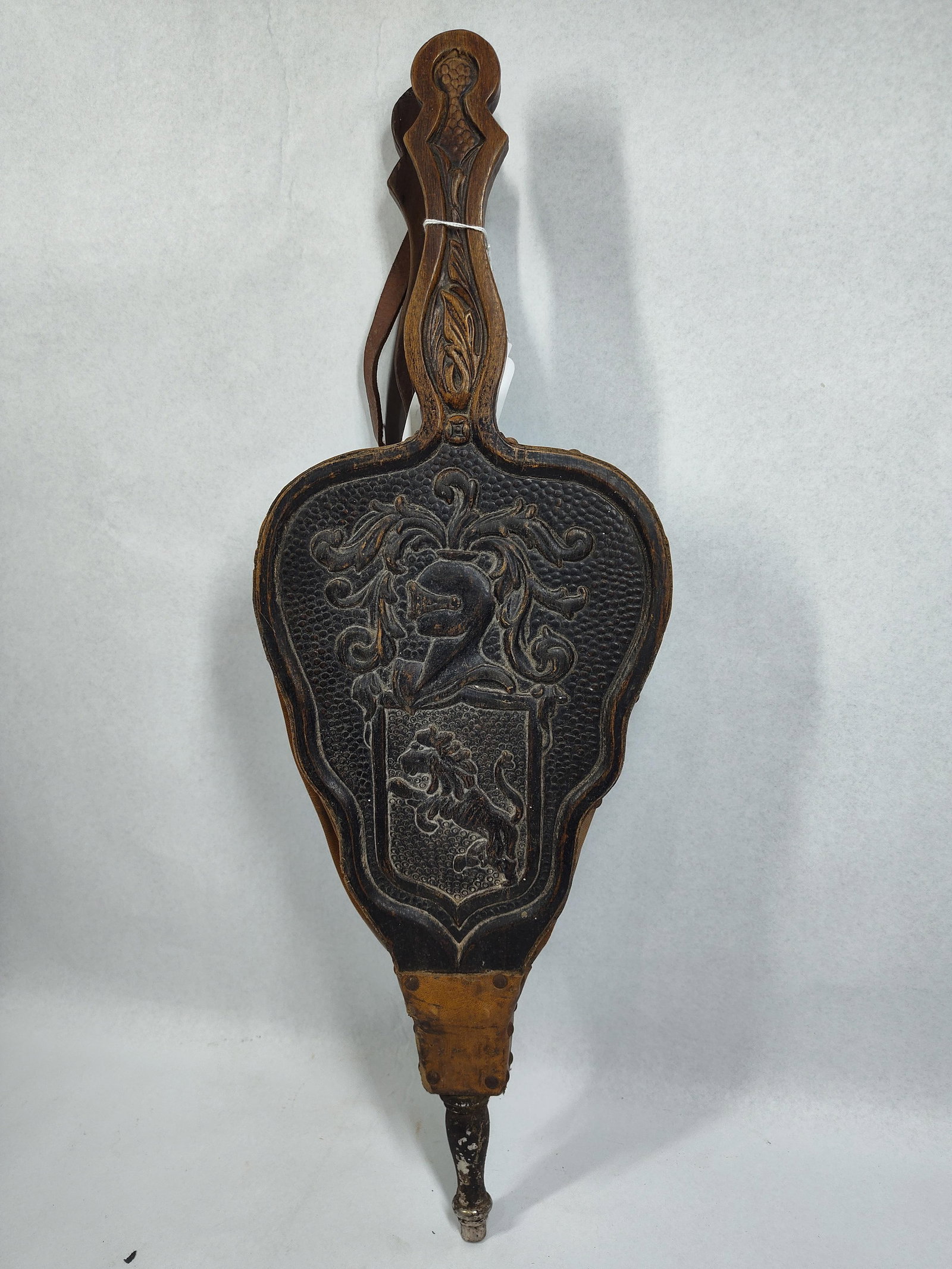 19th C. Heraldic Wood & Leather Bellows (1 of 5)