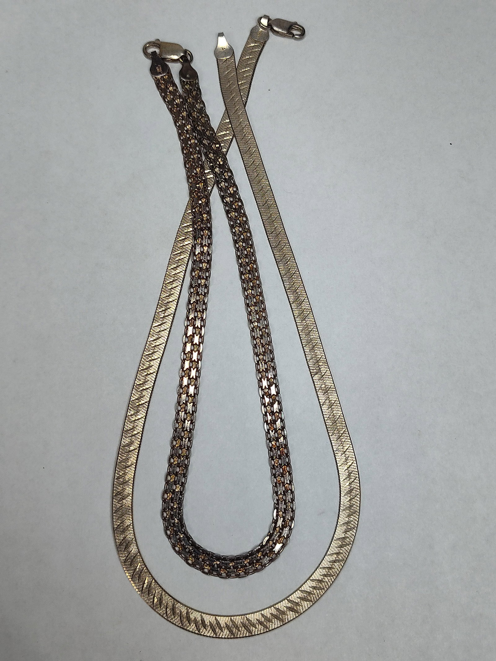2 Italian Str. Vermeil Chain Necklaces (1 of 4)