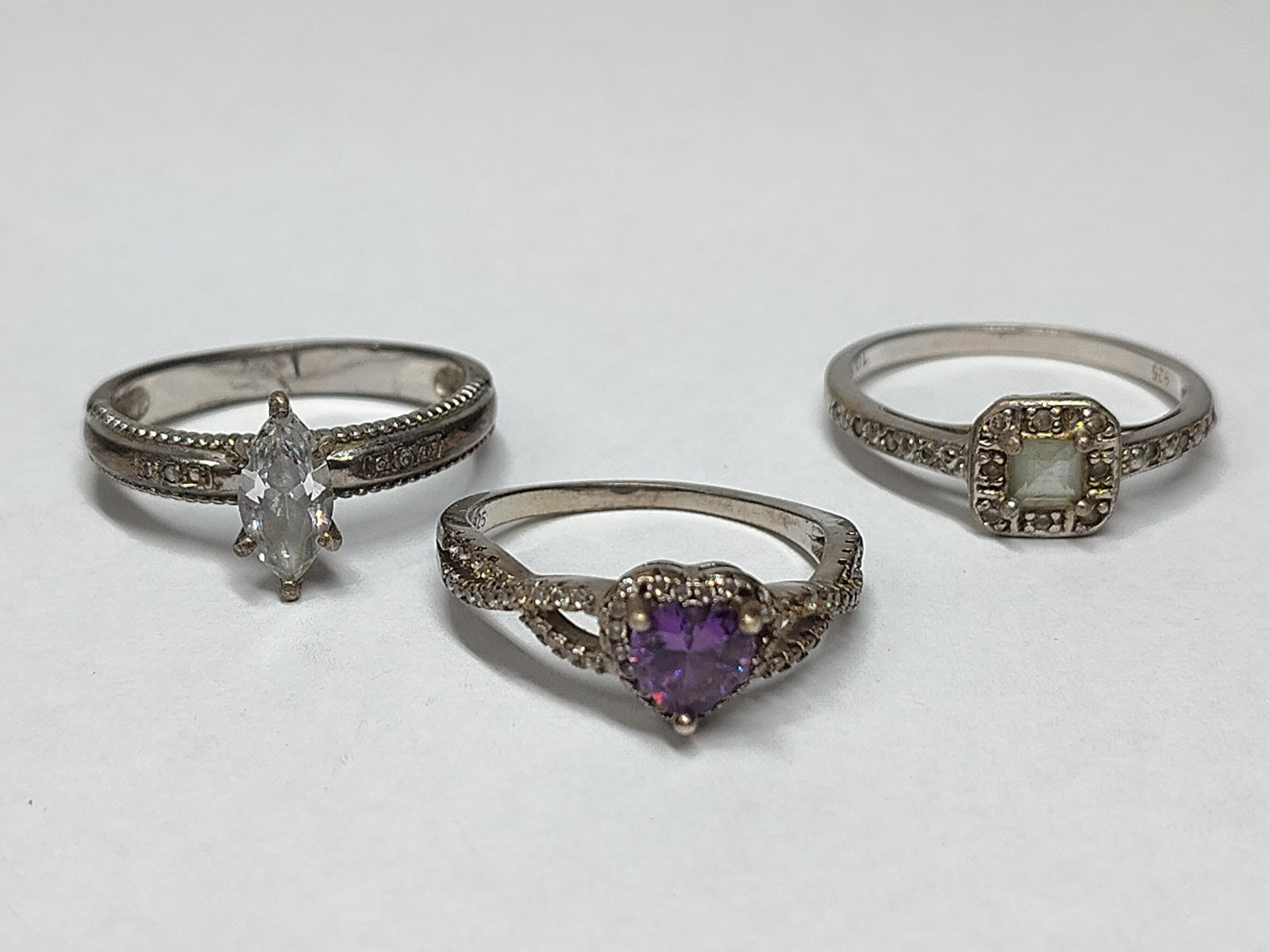 Trio of Str. & Synthetic Stone Rings (1 of 9)