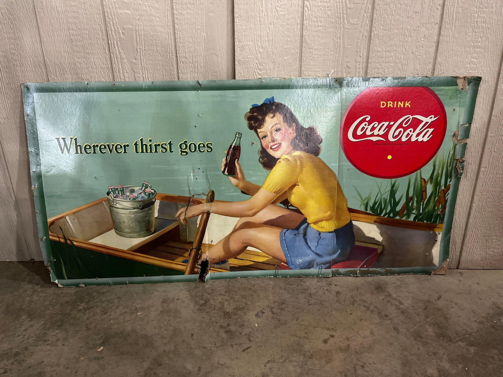 1942 Coca-Cola Wherever Thirst Ad Sign (1 of 6)