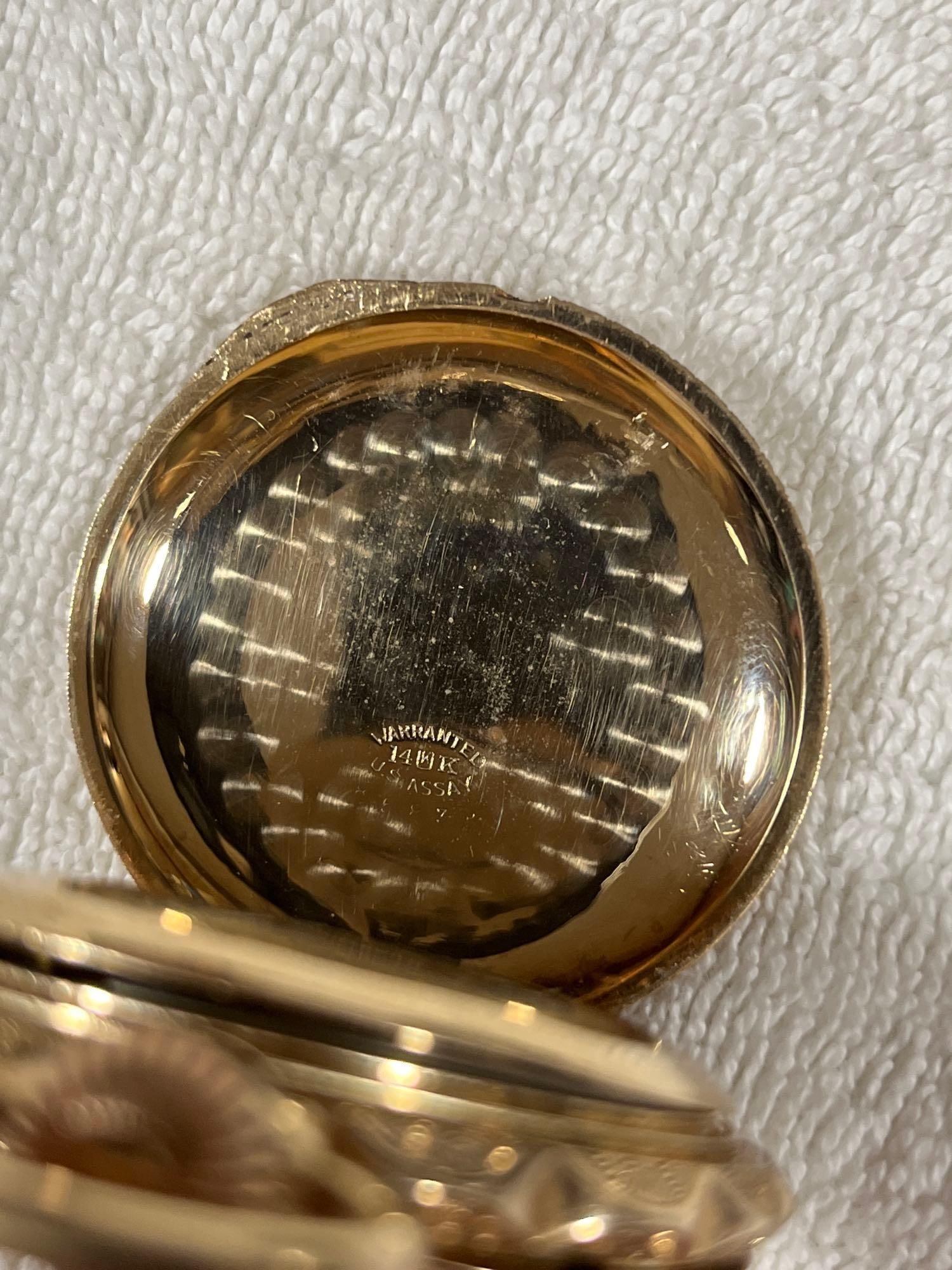 Solid 14 K Gold New Columbus Ruby Pocket Watch - 3