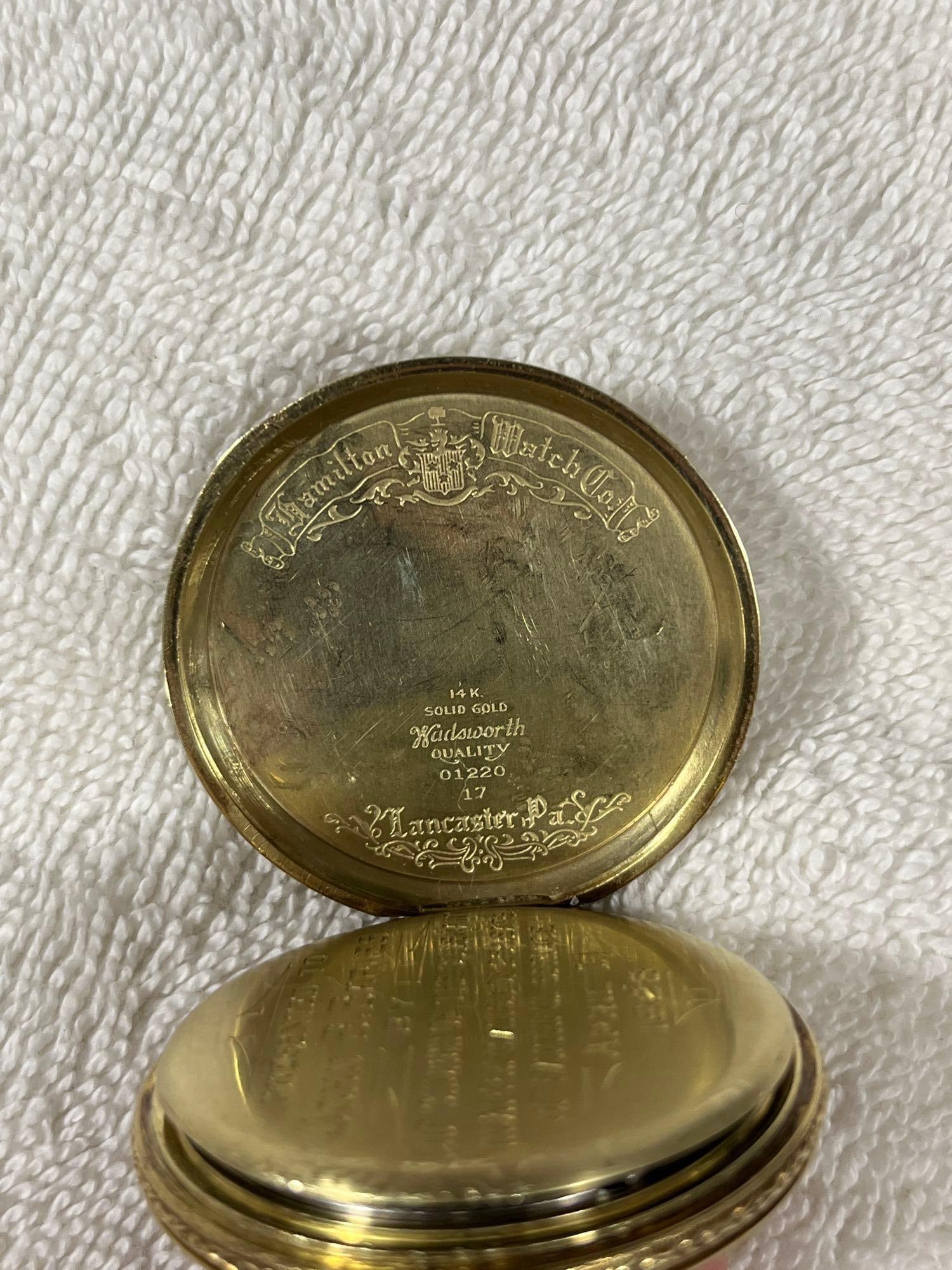 14 K Solid Gold Hamilton Pocket watch - 4