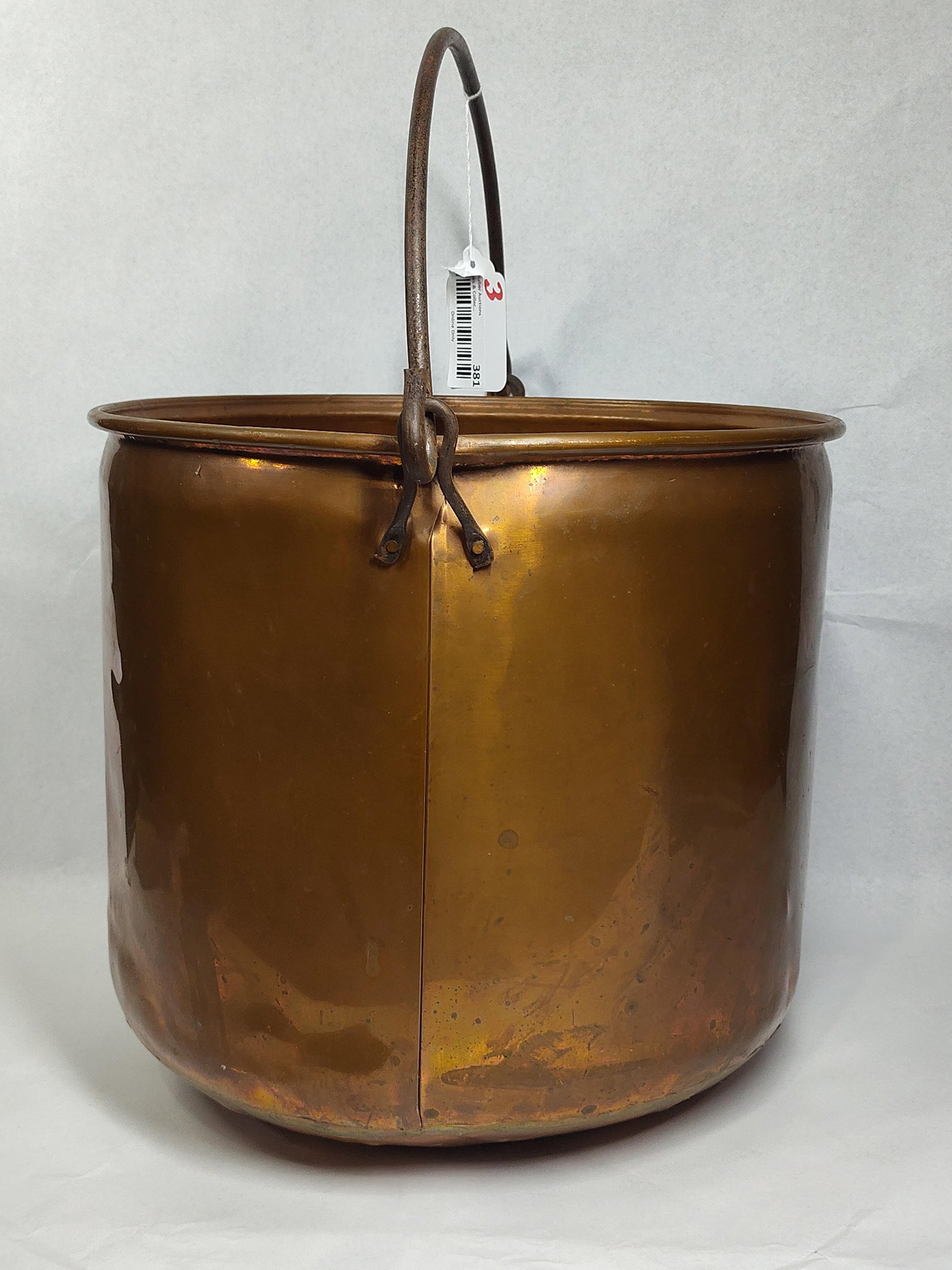 Antique Copper Cauldron w/ Swing Handle - 2